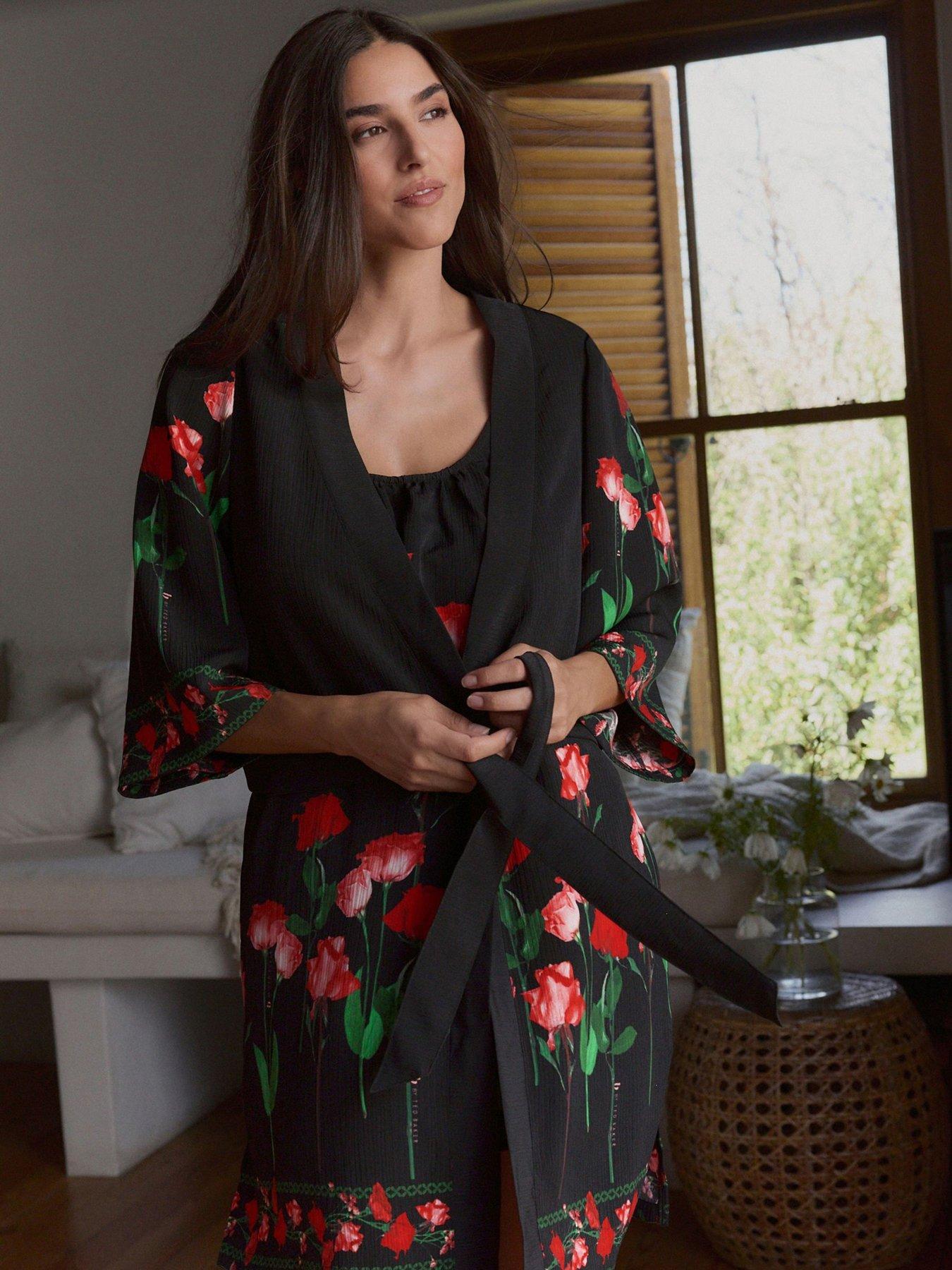 B By Ted Baker Ted Baker May Roses Robe - Black | Littlewoods