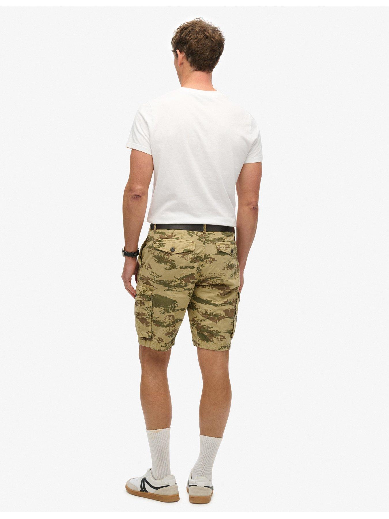  image of superdry-parachute-light-camo-print-shorts-khaki