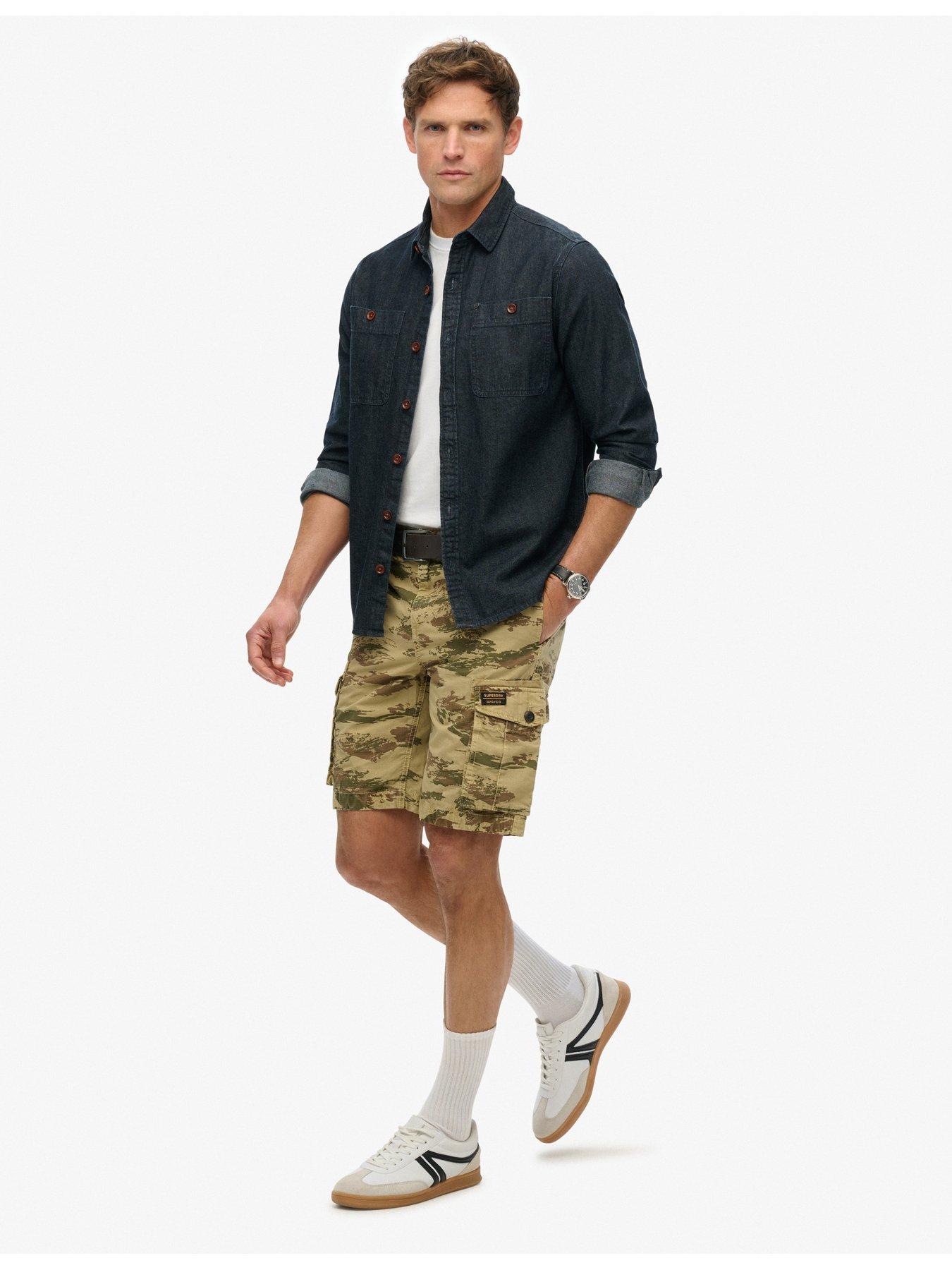  image of superdry-parachute-light-camo-print-shorts-khaki