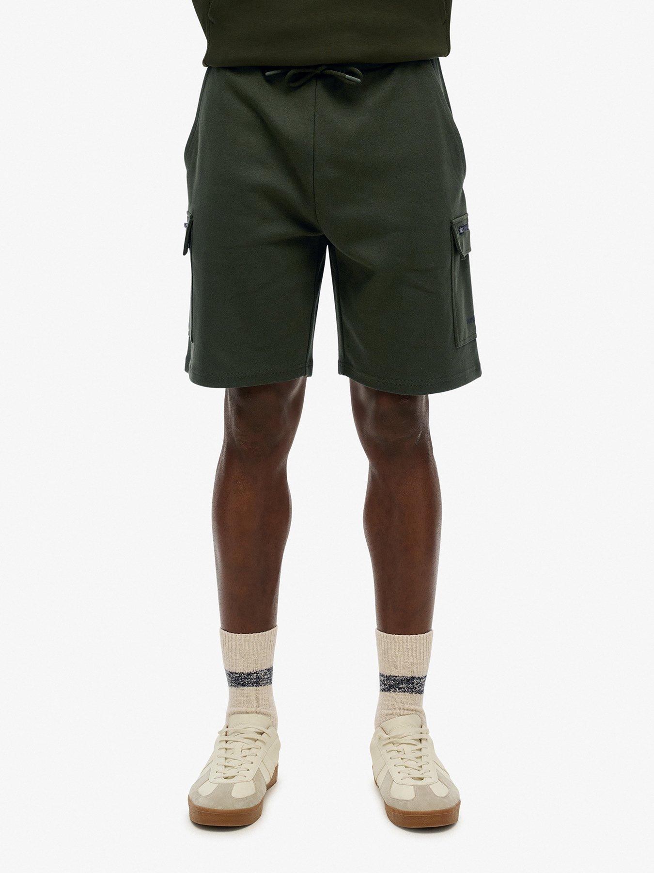 front image of superdry-tech-logo-cargo-shorts-khaki