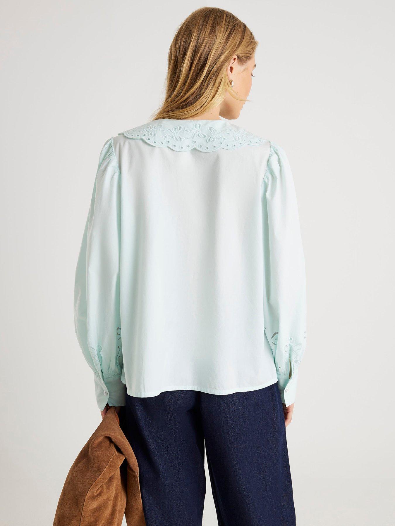 Image 2 of 4 of River Island Long Sleeve Collar Blouse - Blue