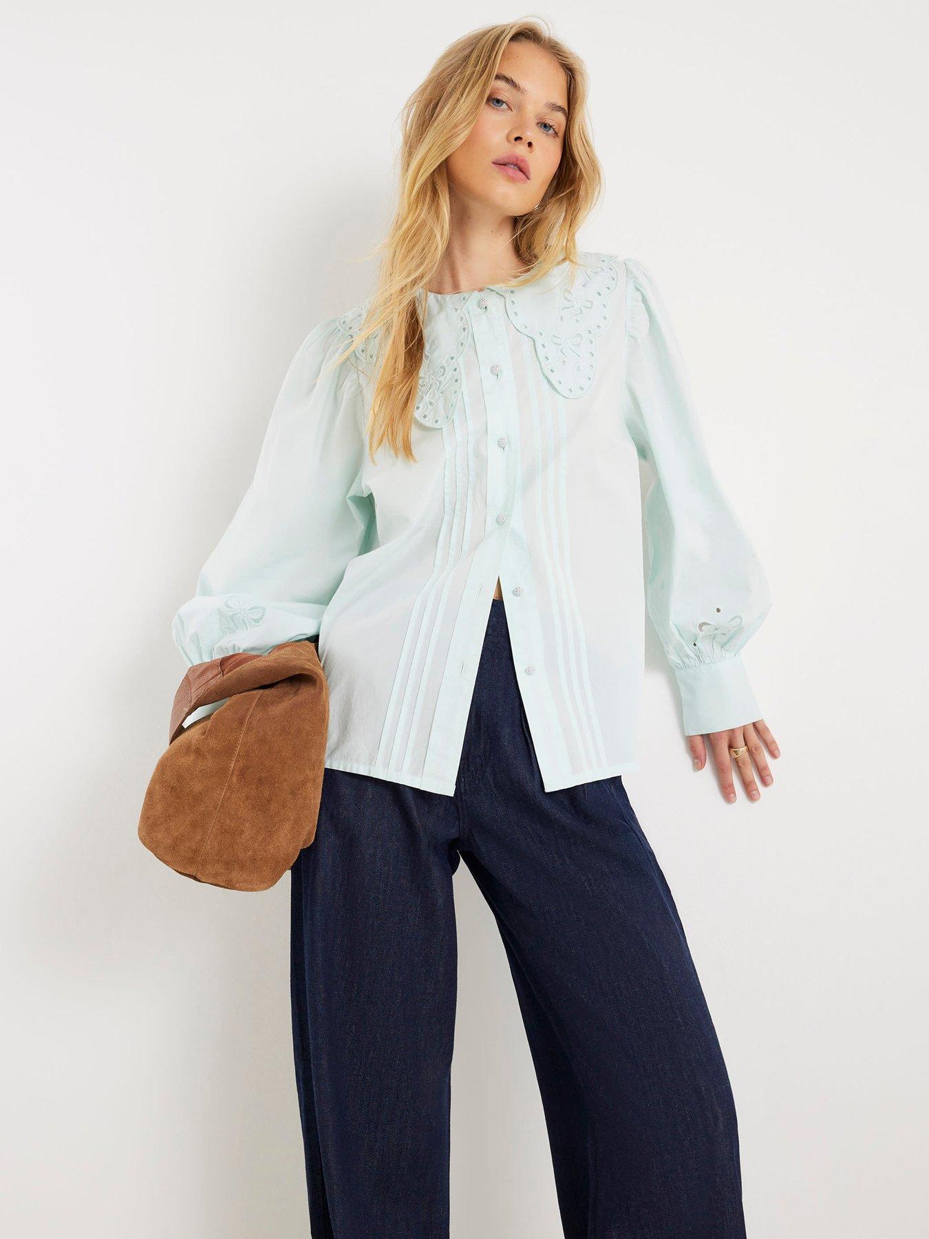 Image 3 of 4 of River Island Long Sleeve Collar Blouse - Blue