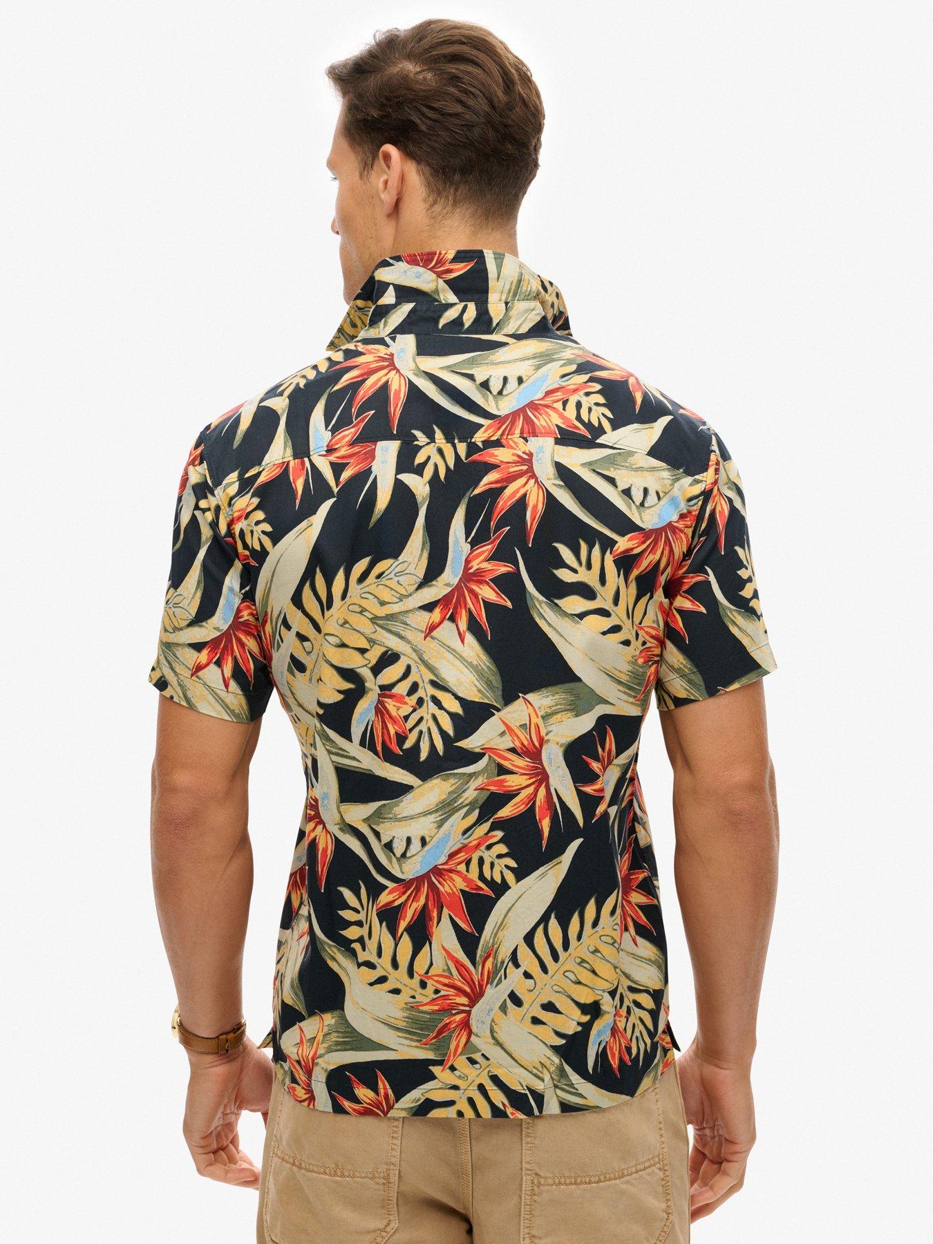 stillFront image of superdry-hawaiian-printed-short-sleeve-shirt-navy