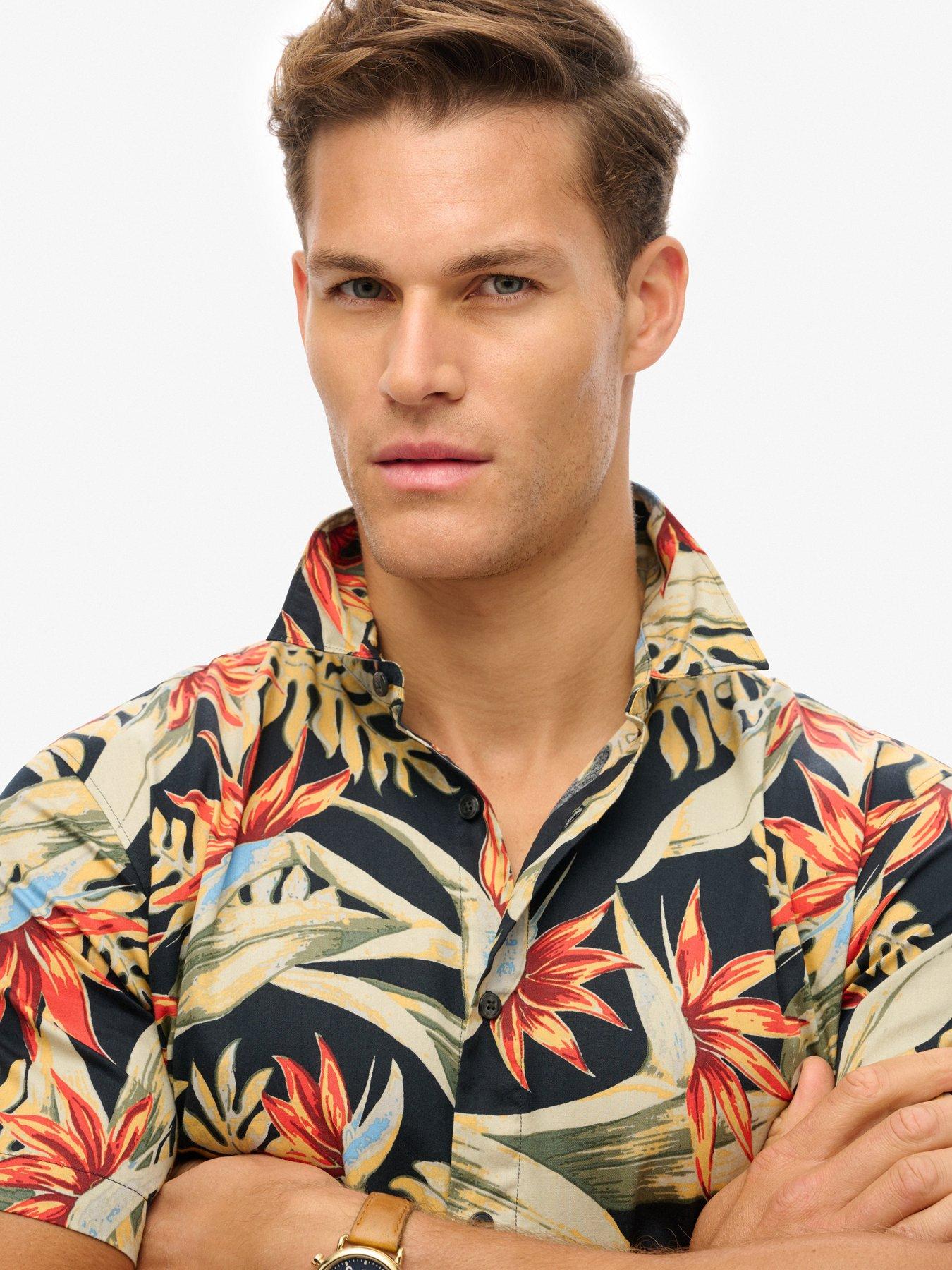  image of superdry-hawaiian-printed-short-sleeve-shirt-navy