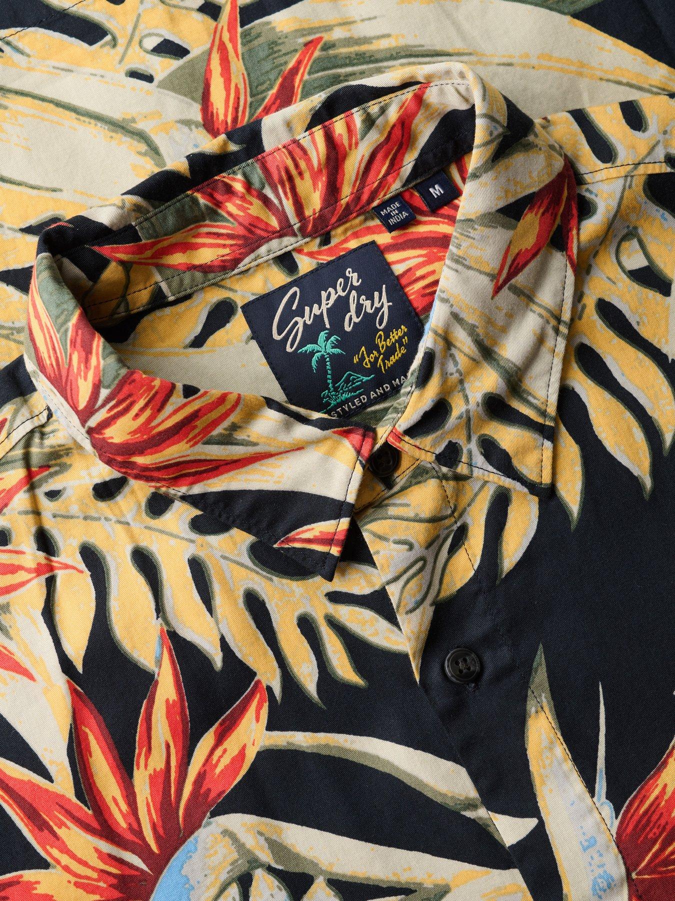  image of superdry-hawaiian-printed-short-sleeve-shirt-navy