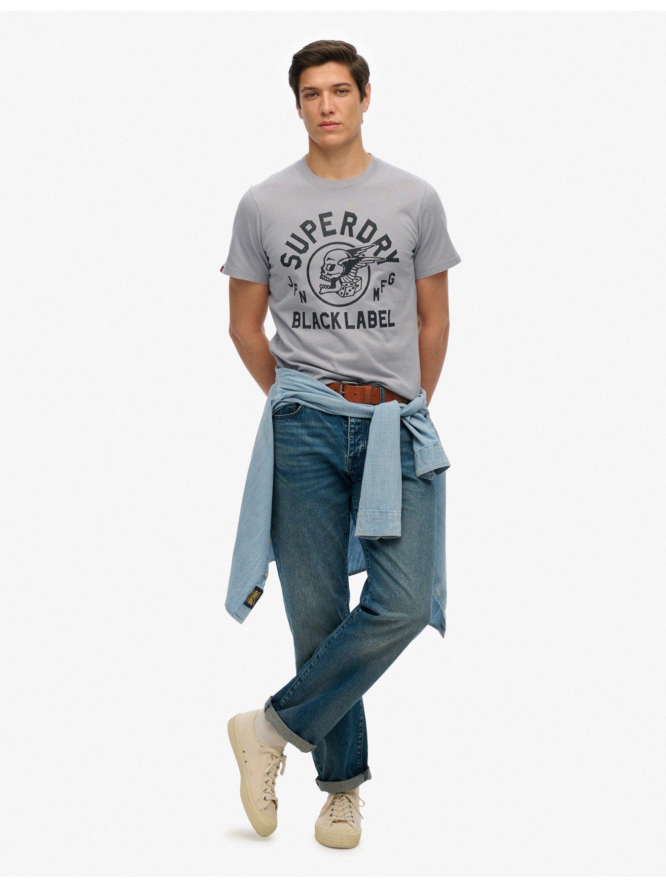  image of superdry-black-label-logo-t-shirt-grey