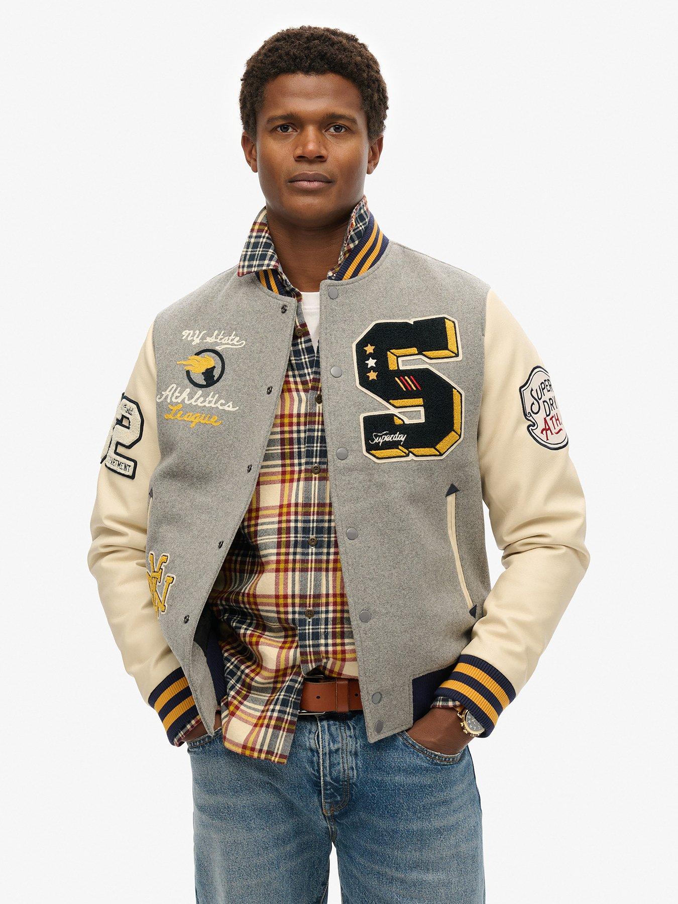 undefined College Bomber Jacket - Grey