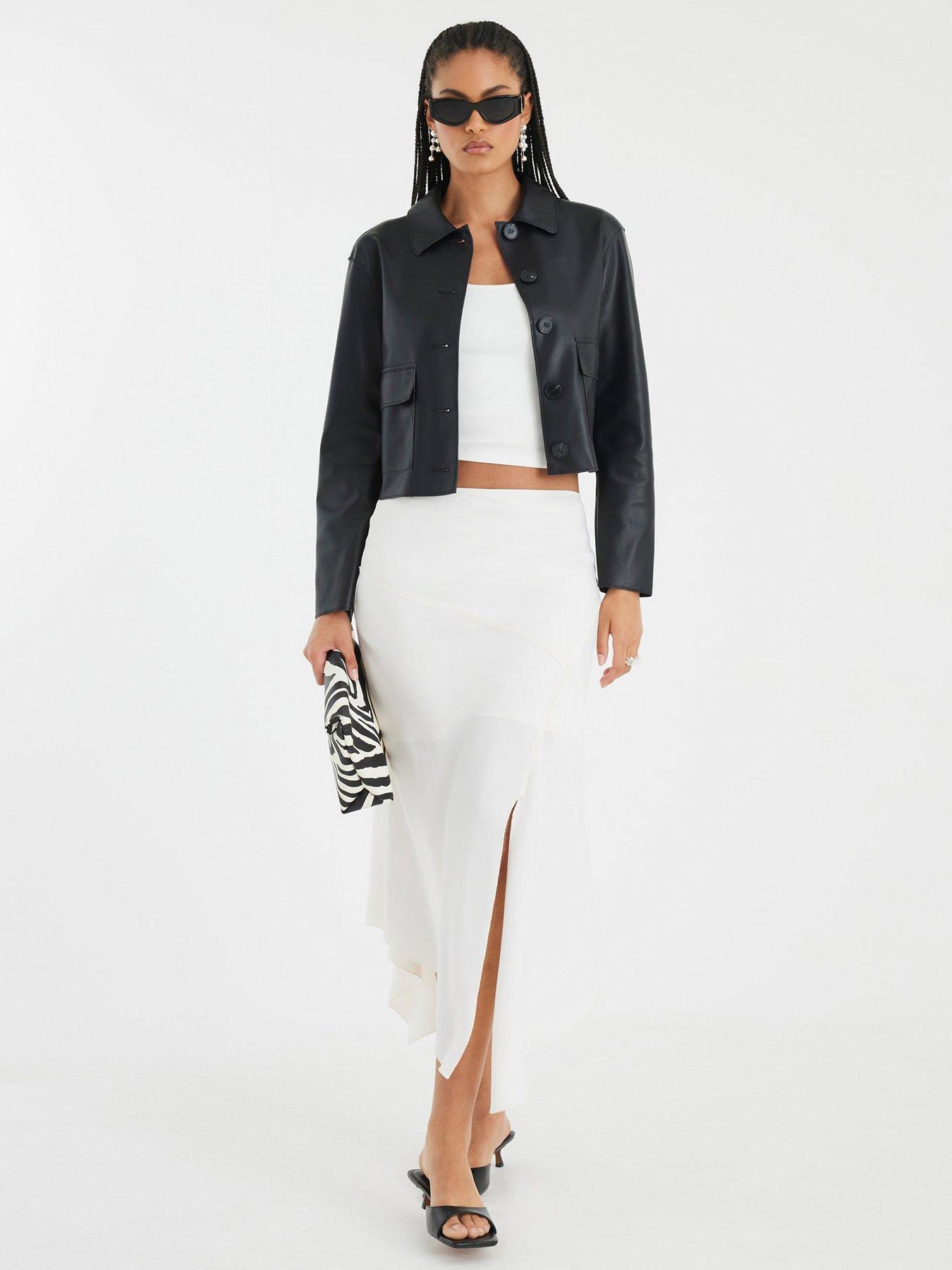 River Island Pu Button Through Jacket Black Littlewoods