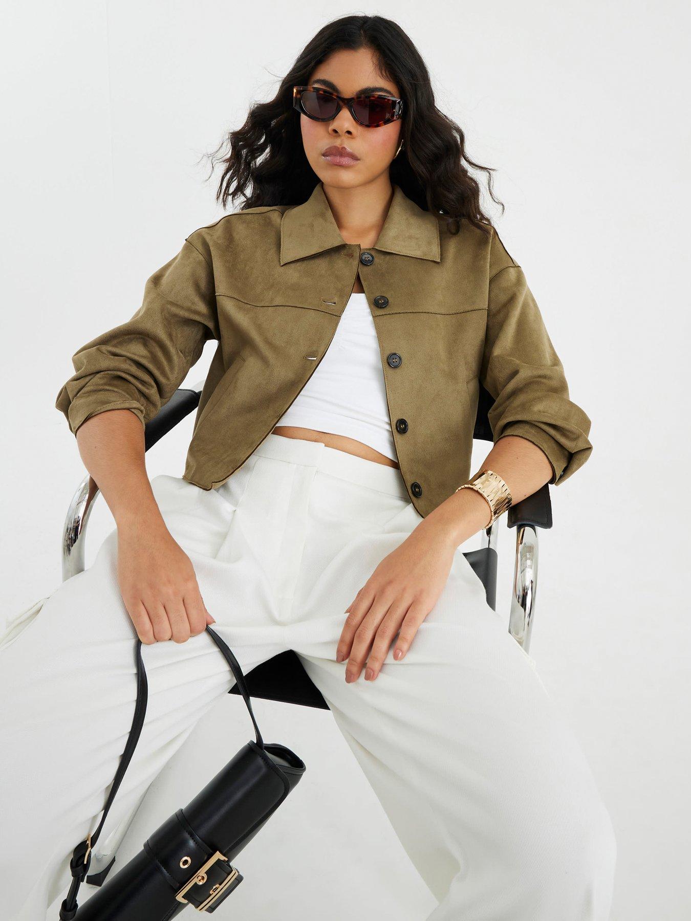 Image 6 of 6 of River Island Suedette Overshirt - Green