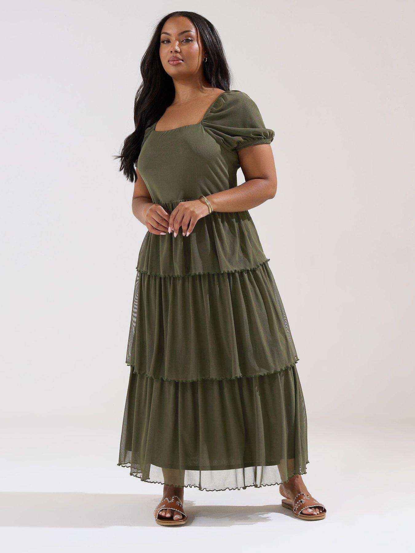 undefined Curve Three Tier Occasion Dress
