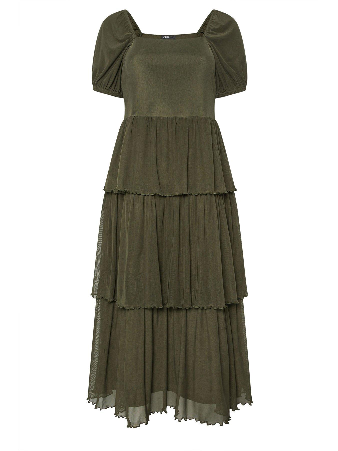  image of yours-curve-3-tier-occasion-dress-green