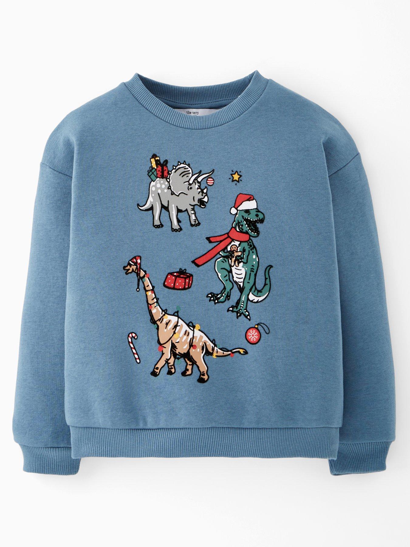 The Very Collection Boys Festive Dinosaur Christmas Sweatshirt - Multi