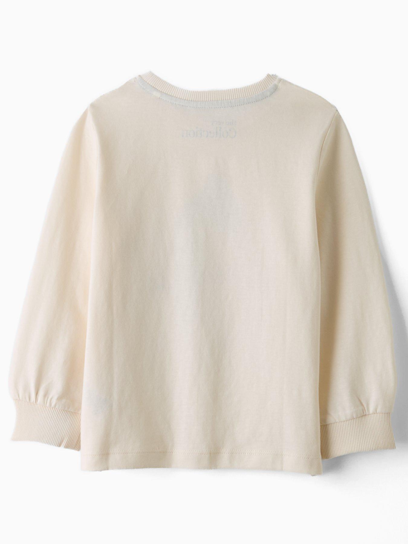 Image 2 of 4 of The Very Collection Boys Festive Snowman Cuff Sleeve T-Shirt - Cream