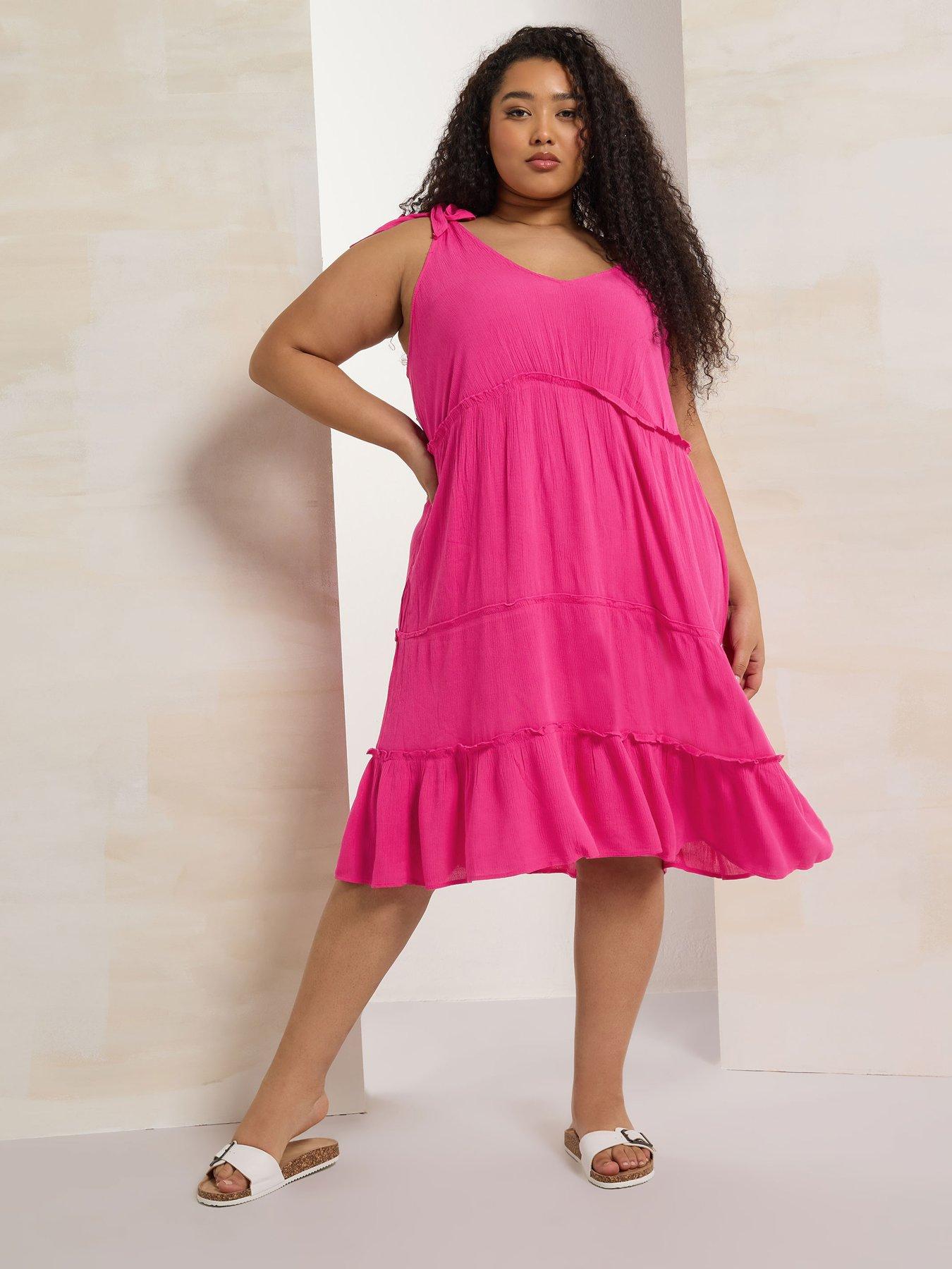  image of yours-curve-tiered-throw-on-dress-pink