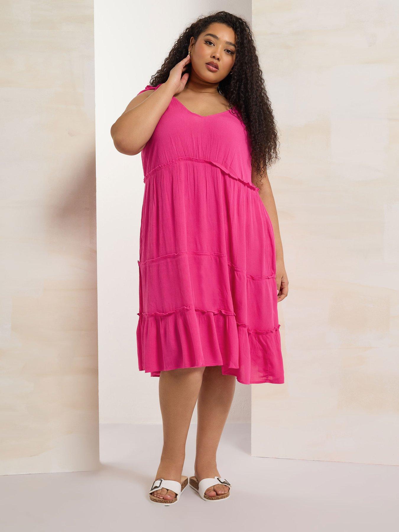  image of yours-curve-tiered-throw-on-dress-pink