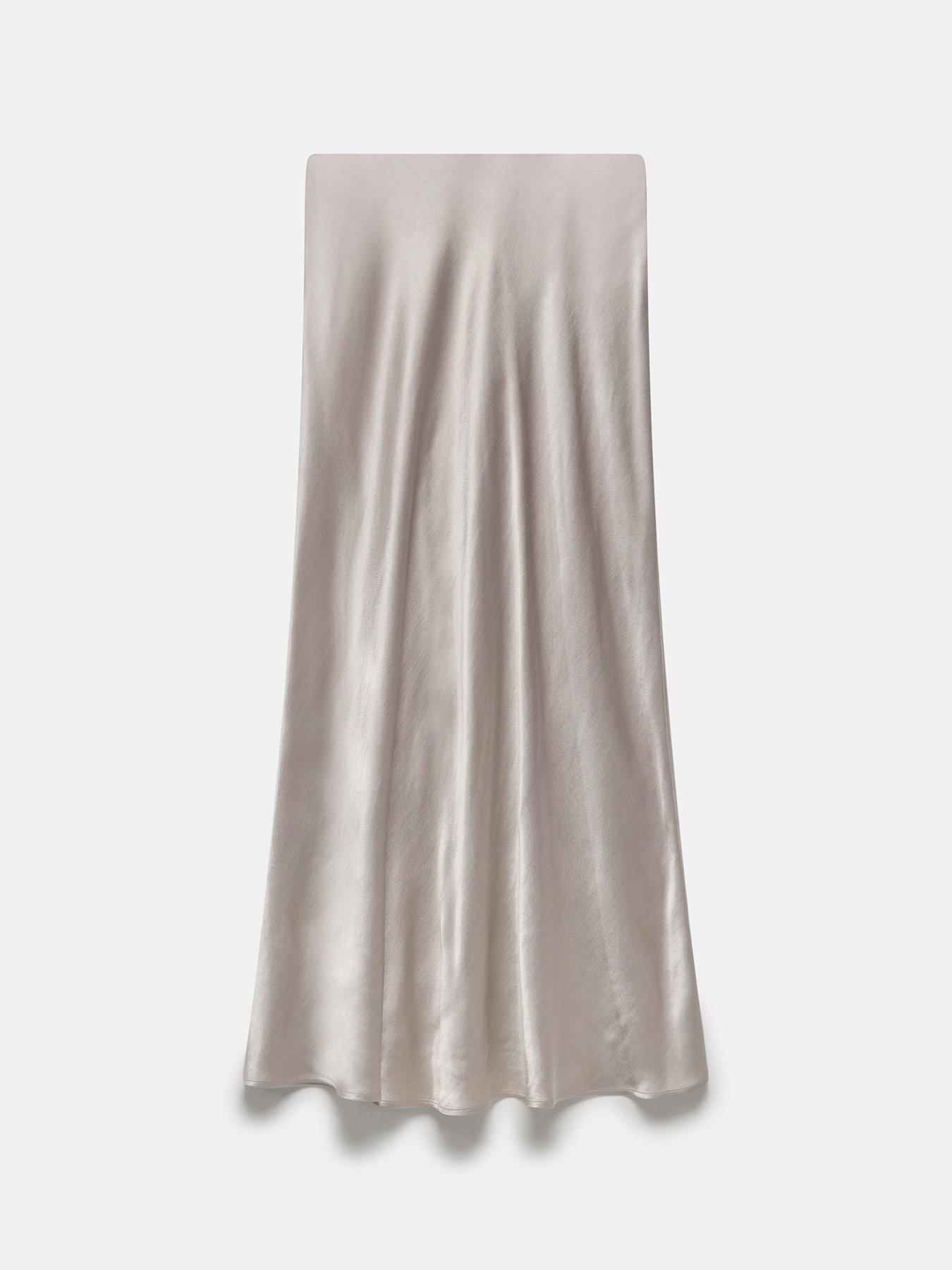 Image 5 of 6 of Mint Velvet Neutral Satin Slip Midi Skirt - White
