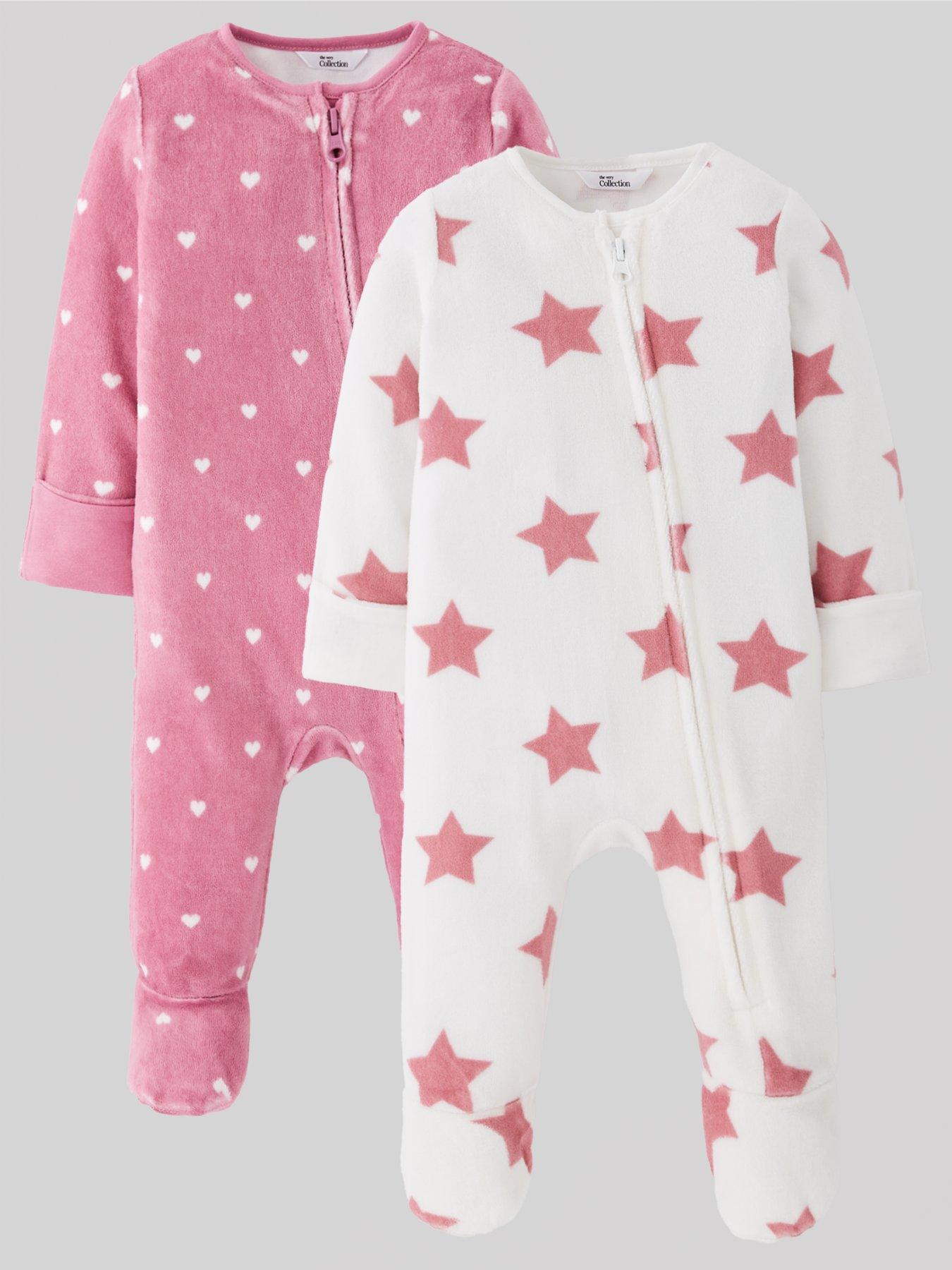 the-very-collection-baby-girls-2-pack-velour-sleepsuits-pink