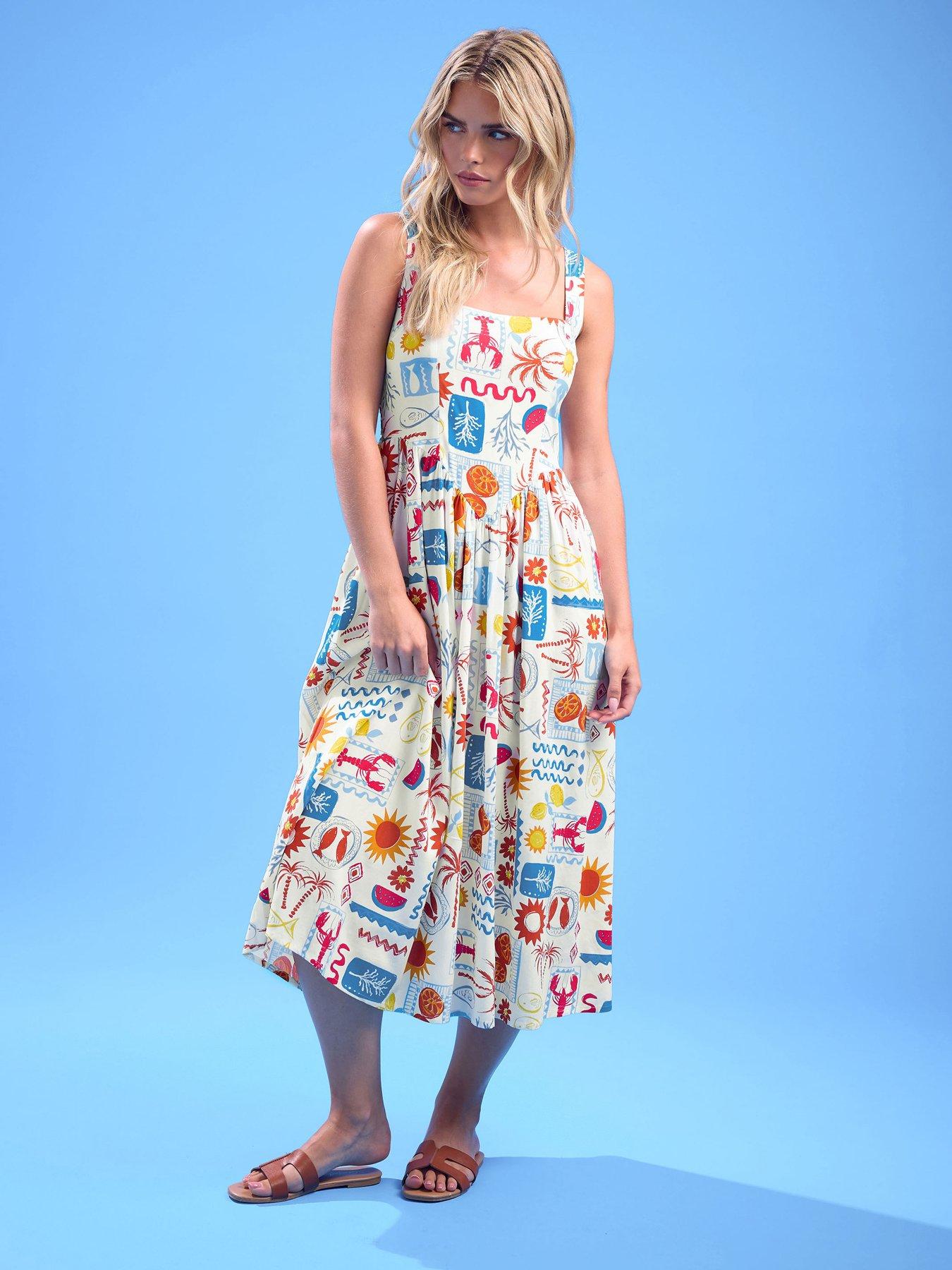 undefined Petite Postcard Midi Dress - White