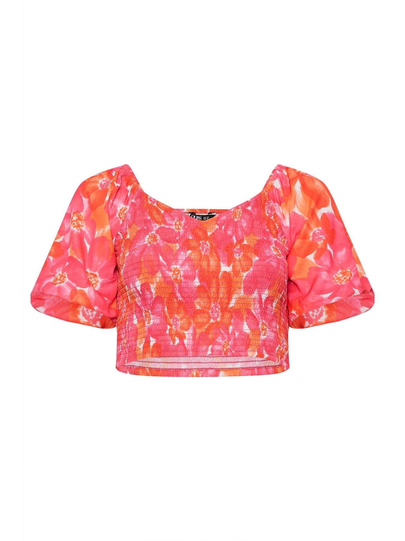 image of yours-curve-crop-shirred-top-pink