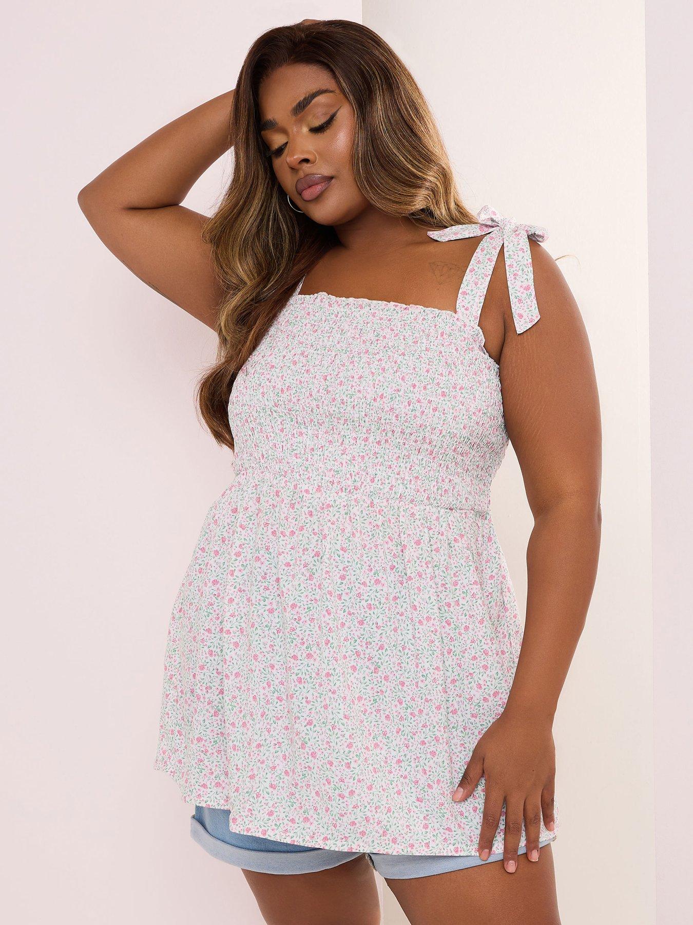 undefined Curve Shirred Cami Top - Pink