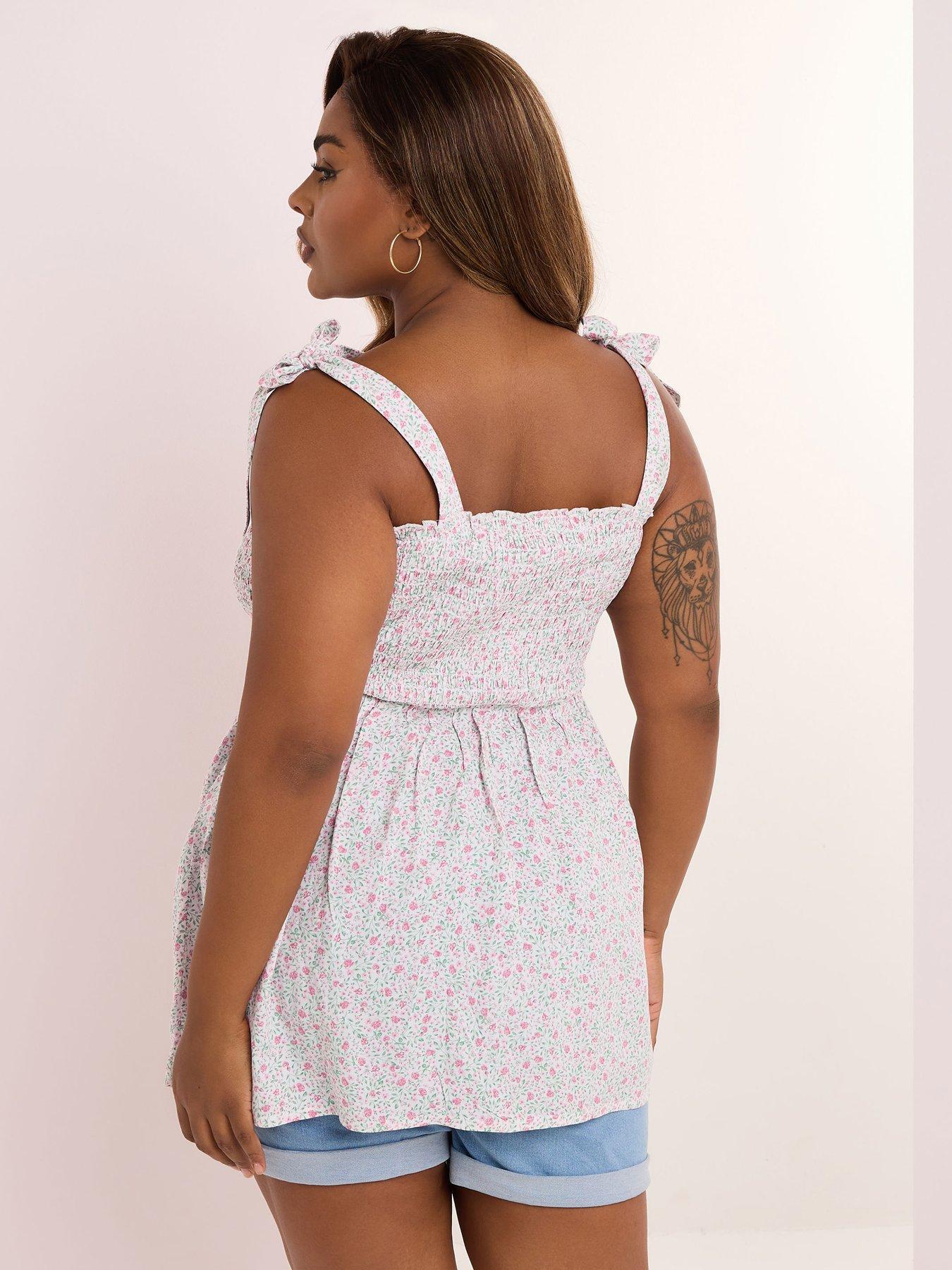  image of yours-curve-shirred-cami-top-pink