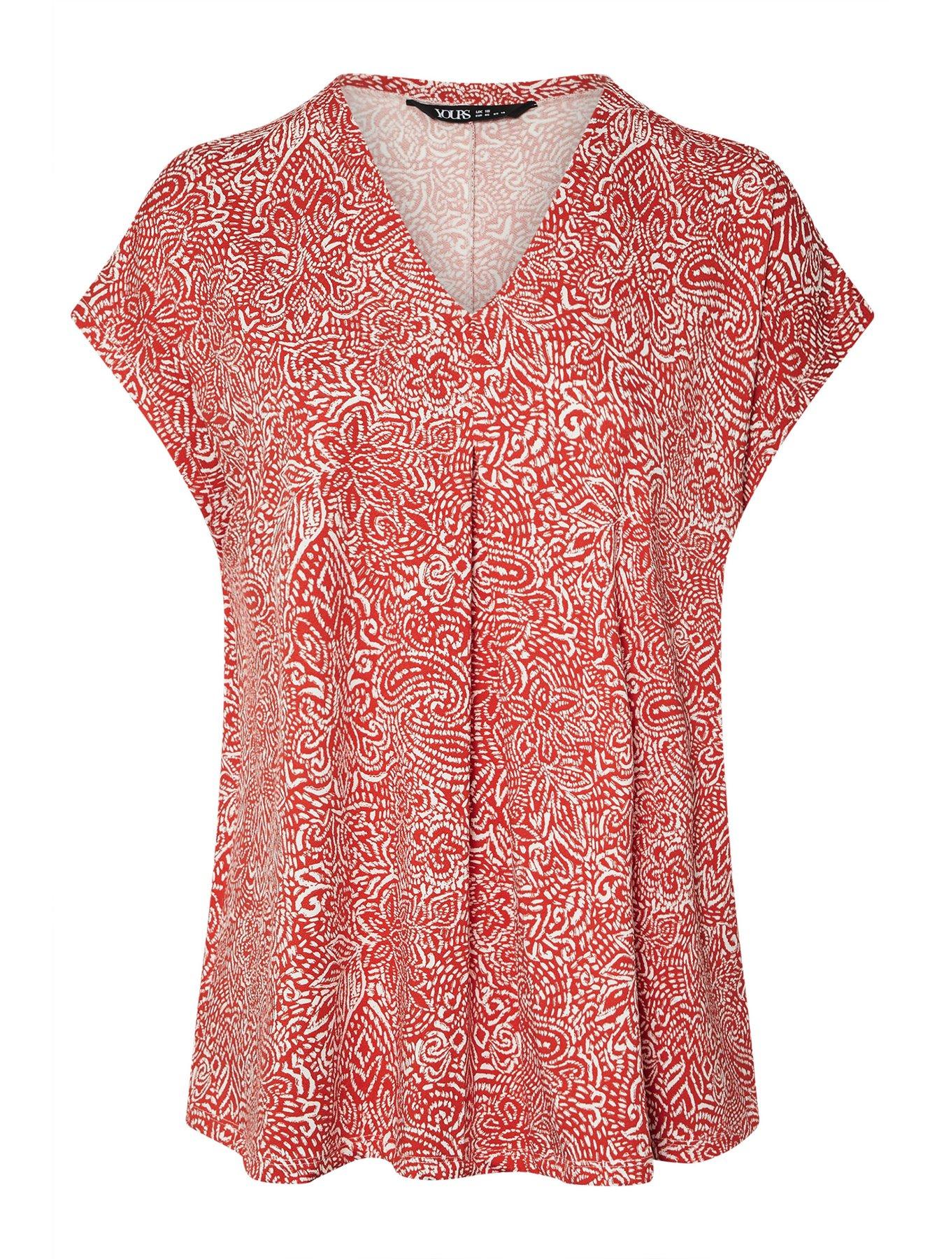  image of yours-curve-pleat-front-crepe-top-orange