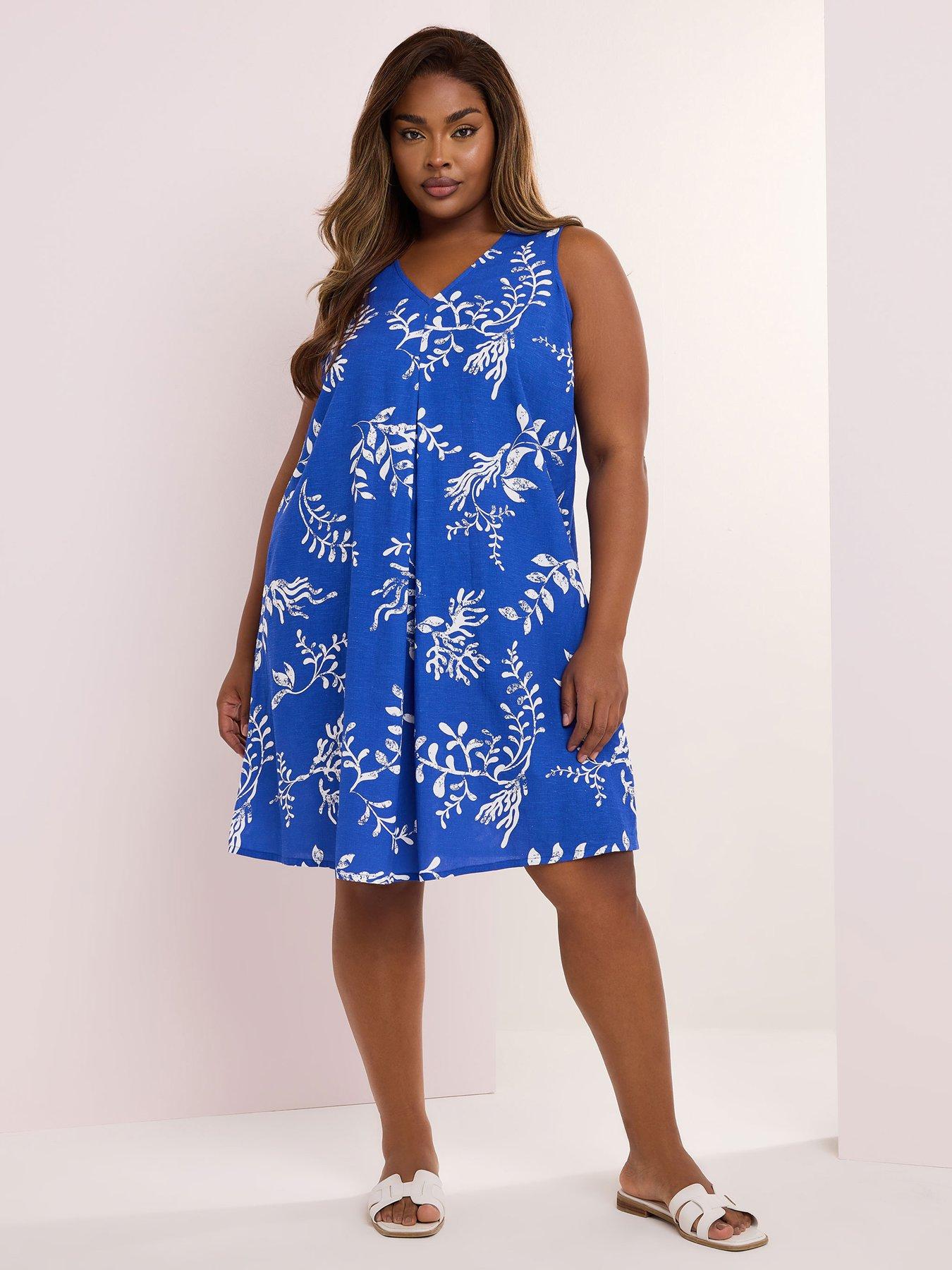 yours-curve-linen-pleat-front-swing-dress