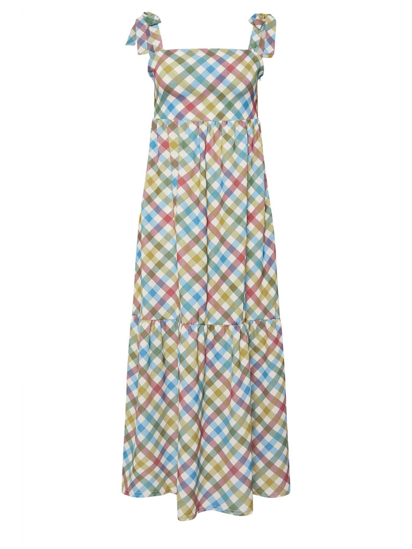  image of pixiegirl-petite-gingham-shoulder-tie-maxi-dress-red