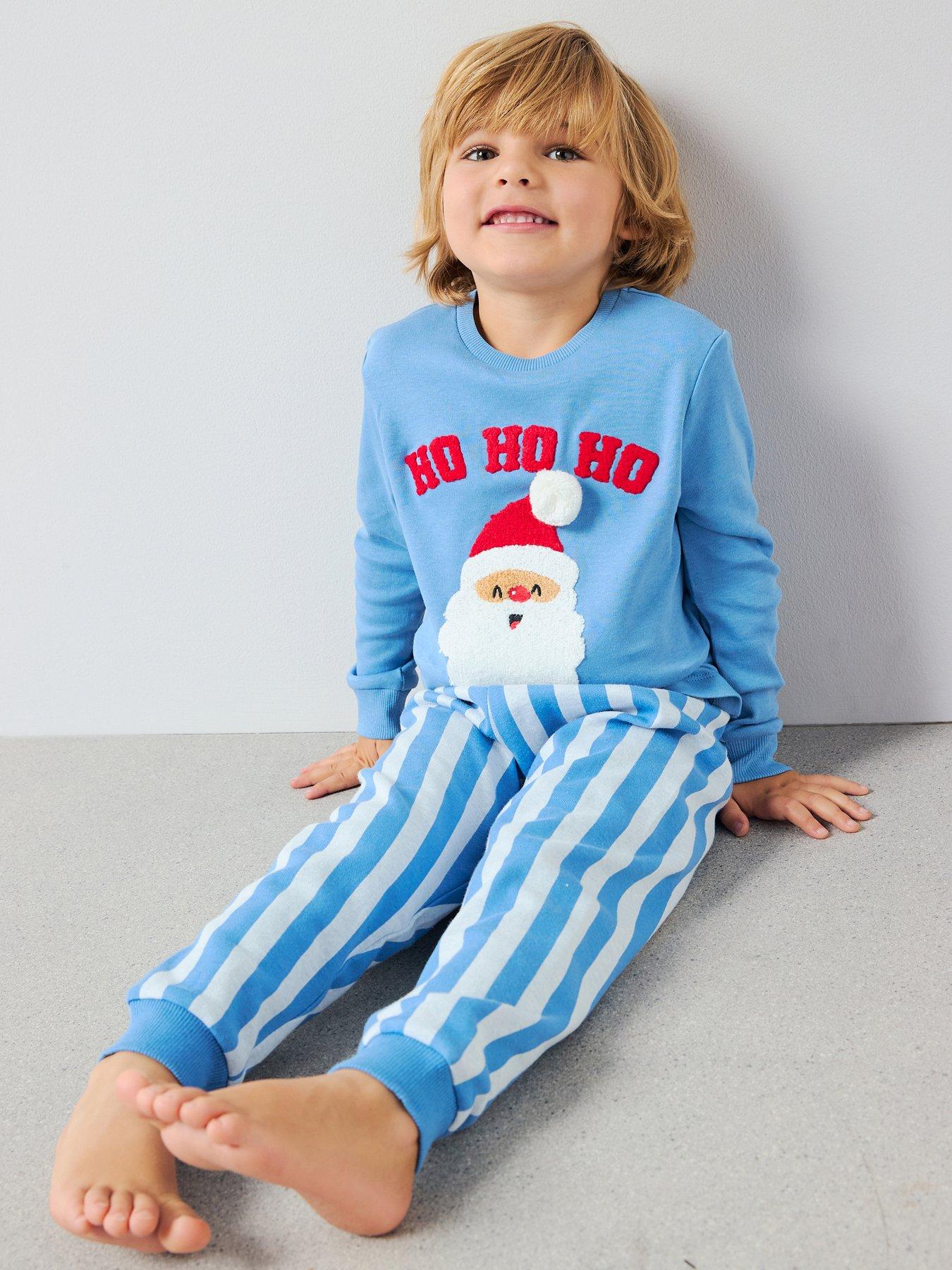  image of the-very-collection-boys-sibling-santa-christmas-pyjama-set-blue
