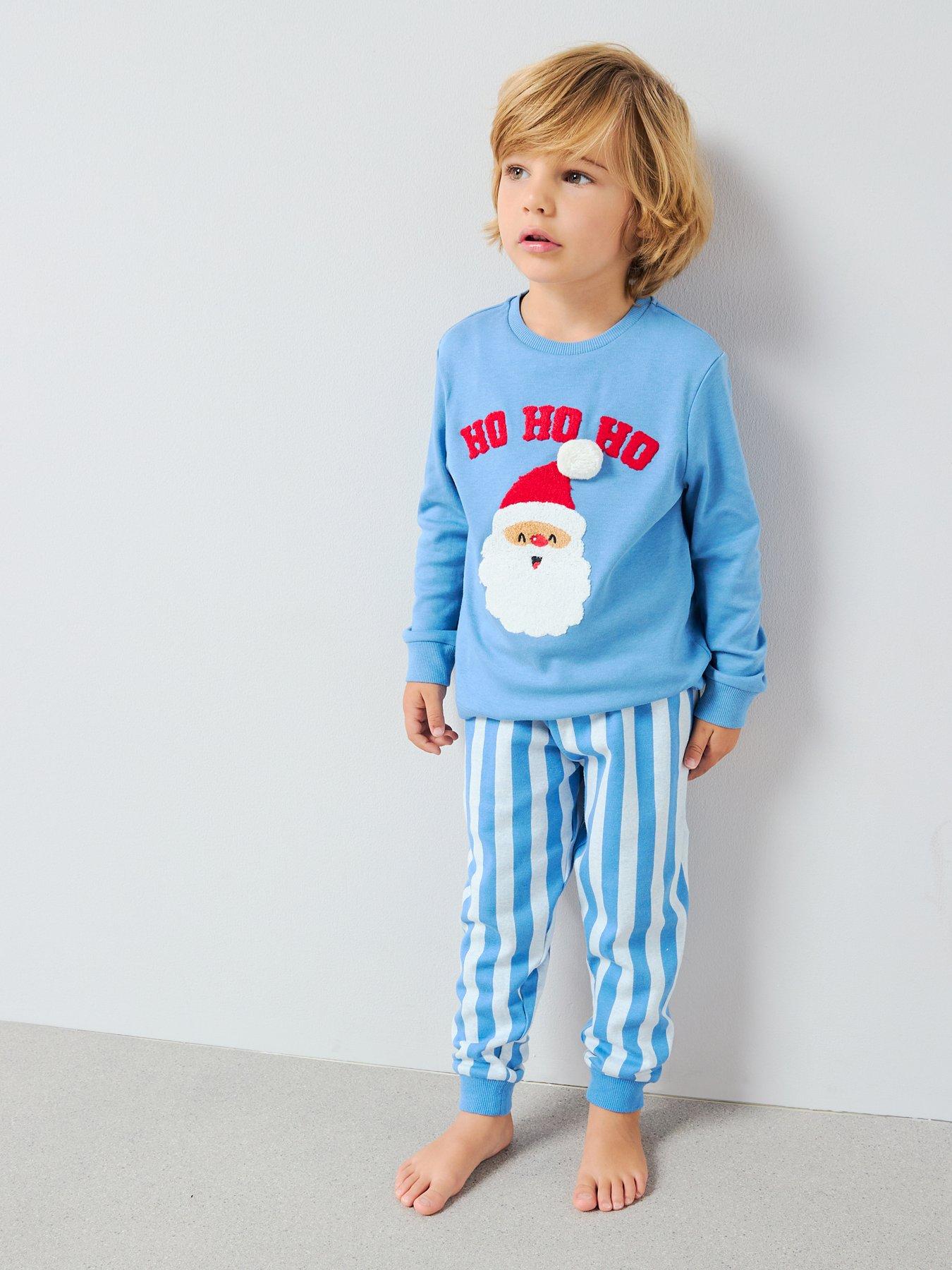  image of the-very-collection-boys-sibling-santa-christmas-pyjama-set-blue
