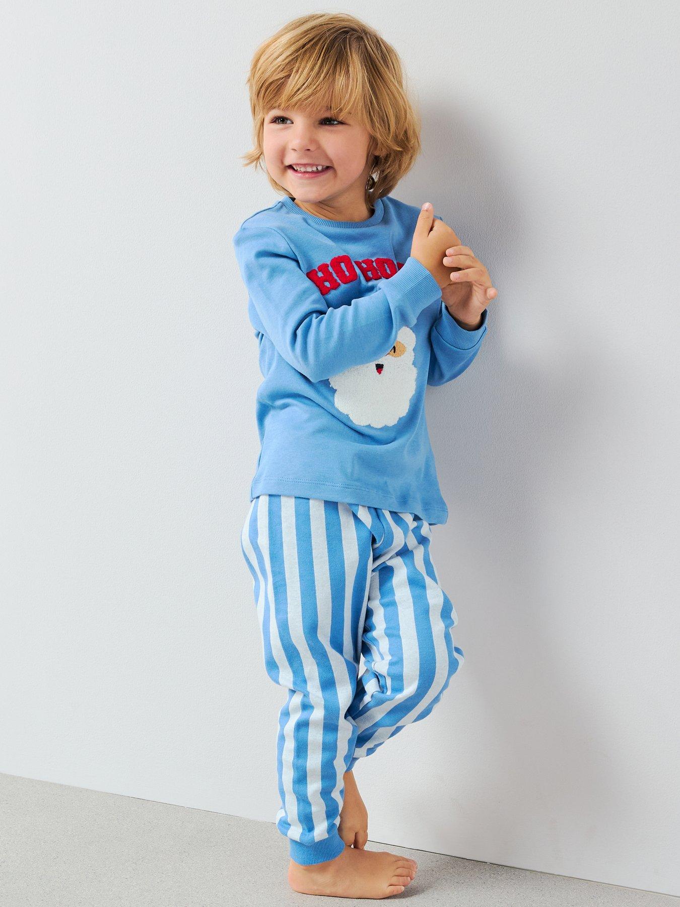  image of the-very-collection-boys-sibling-santa-christmas-pyjama-set-blue
