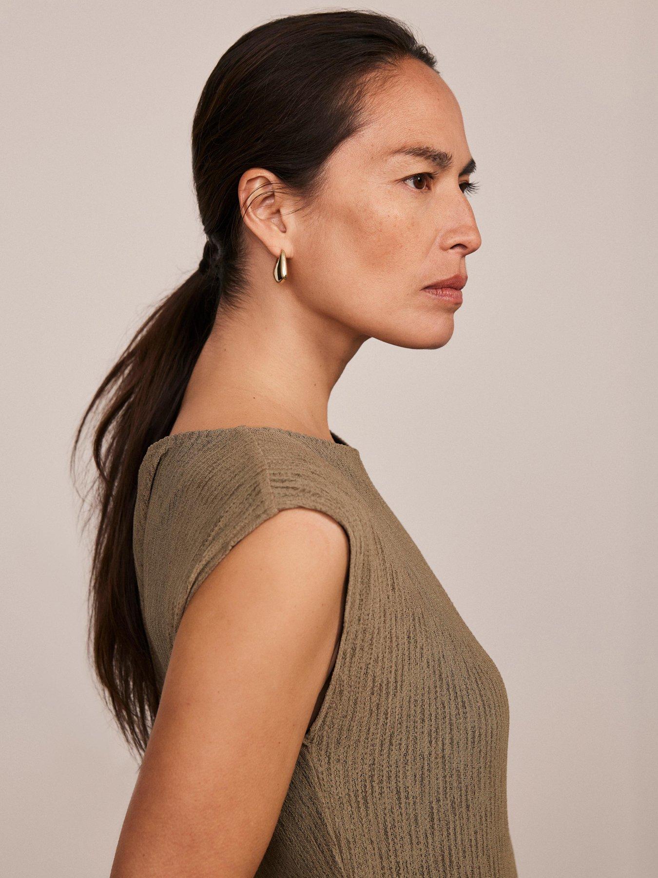 Image 4 of 6 of Mint Velvet Pleated Skirt Jersey Dress - Brown