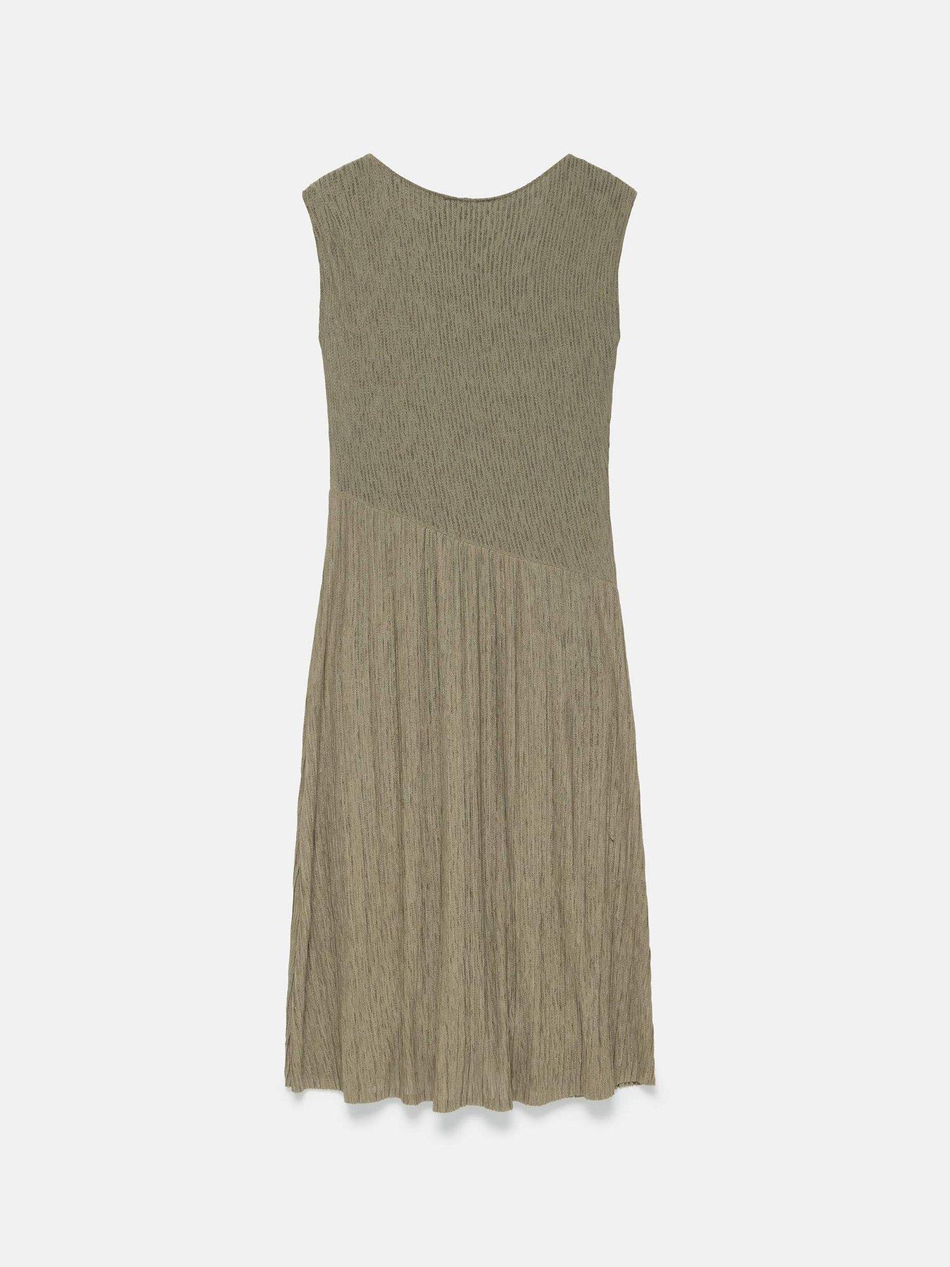 Image 6 of 6 of Mint Velvet Pleated Skirt Jersey Dress - Brown