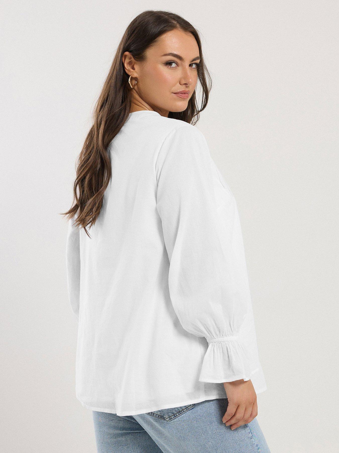 stillFront image of yours-curve-ruffle-poet-blouse-white