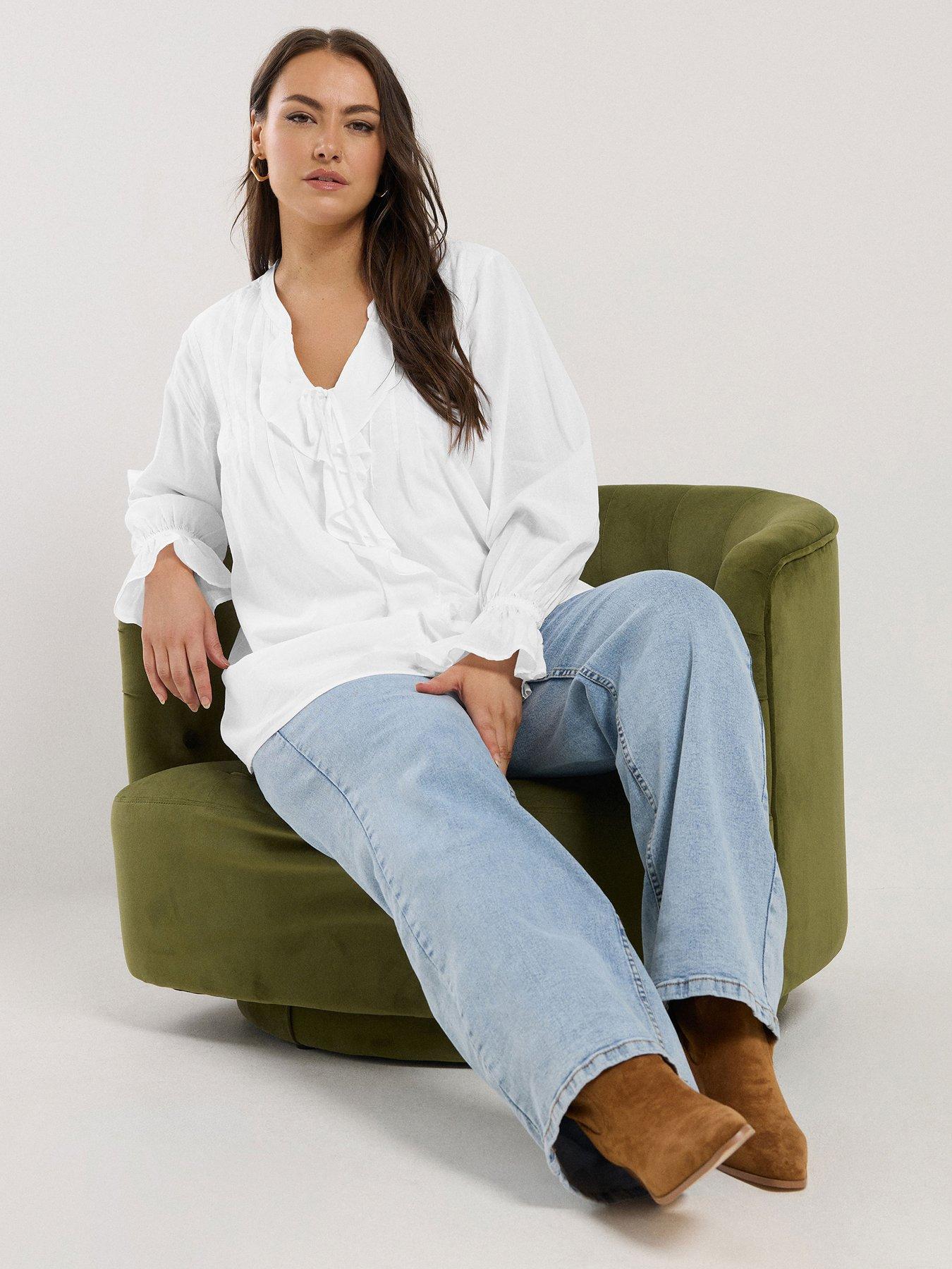 image of yours-curve-ruffle-poet-blouse-white