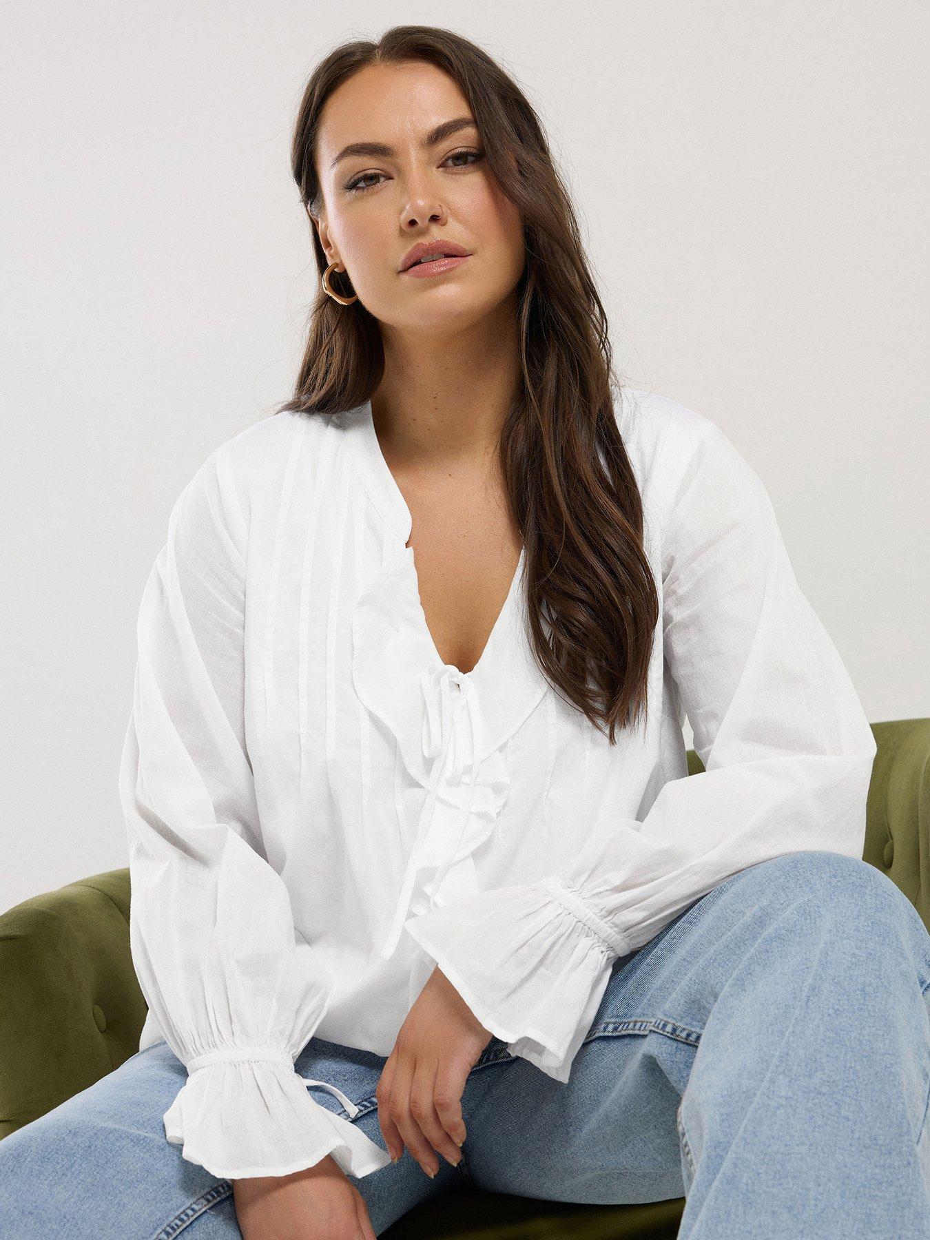  image of yours-curve-ruffle-poet-blouse-white