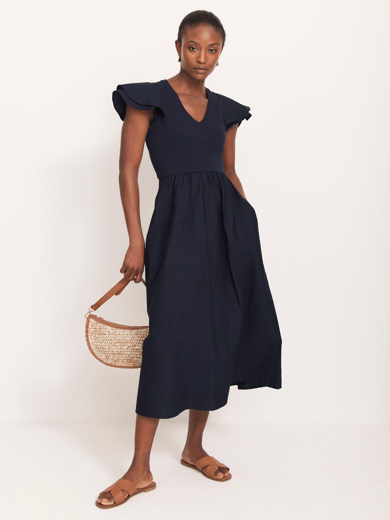 undefined Woven Mix Jersey Dress - Black