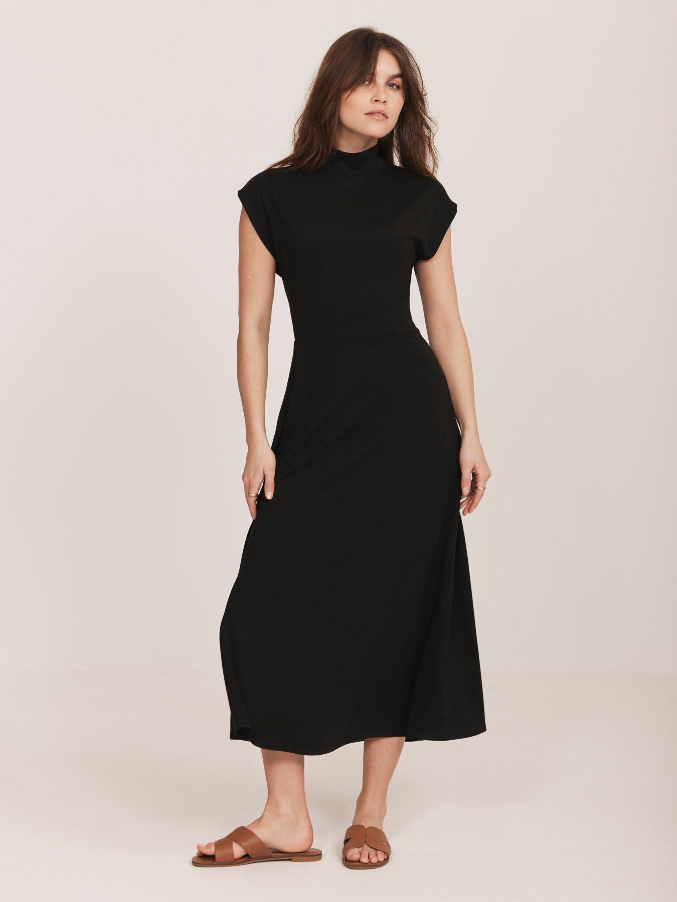 undefined Jersey High Neck Dress - Black