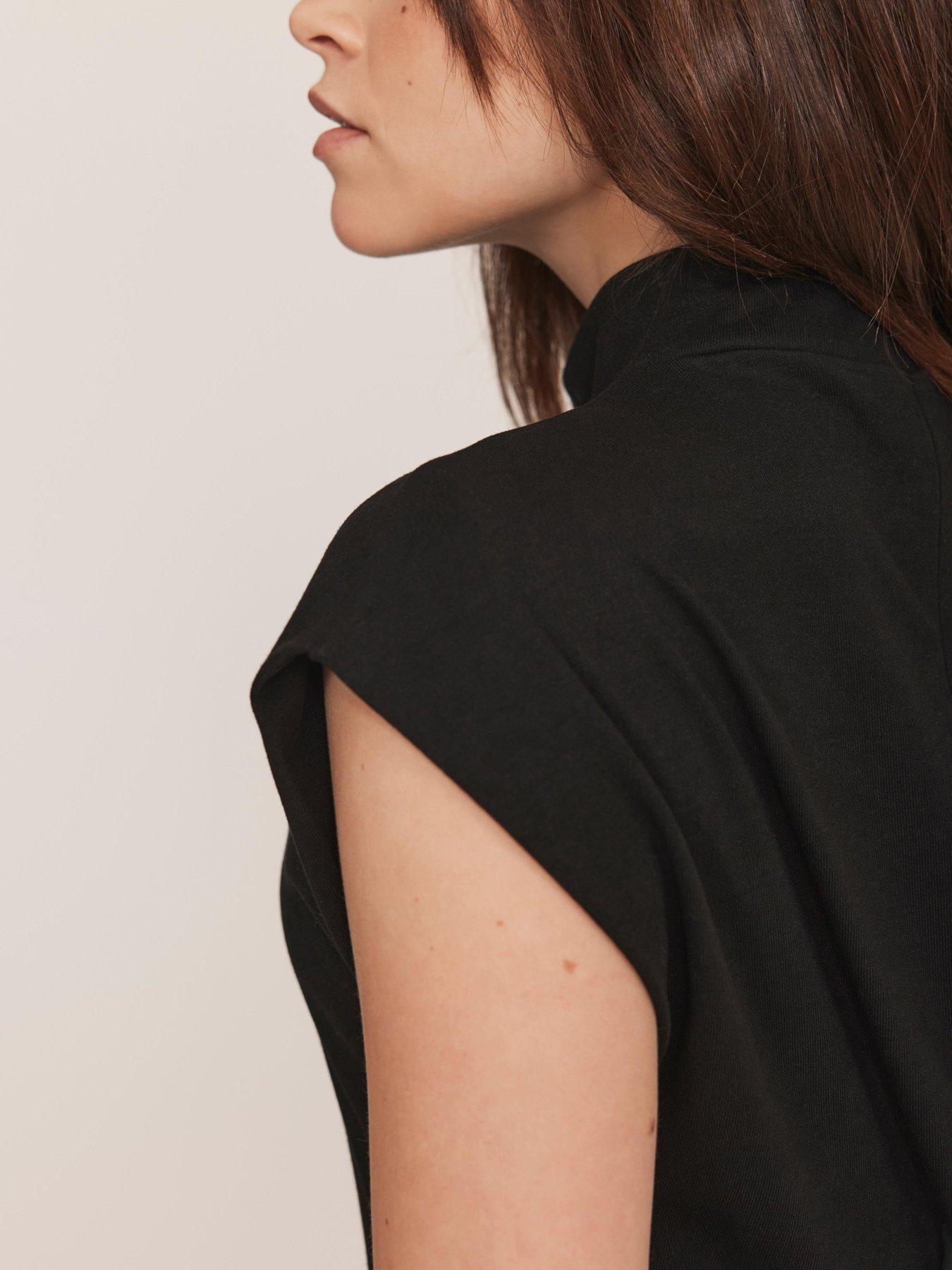  image of mint-velvet-jersey-high-neck-dress-black
