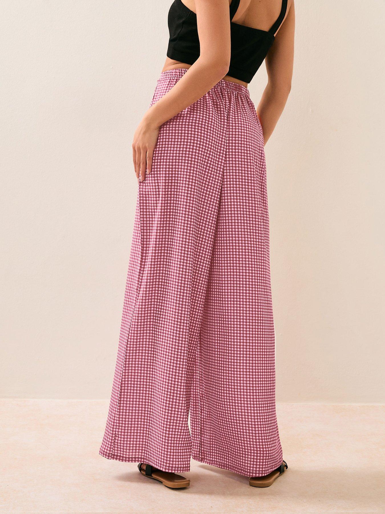 stillFront image of pixiegirl-petite-gingham-check-wide-leg-trouser