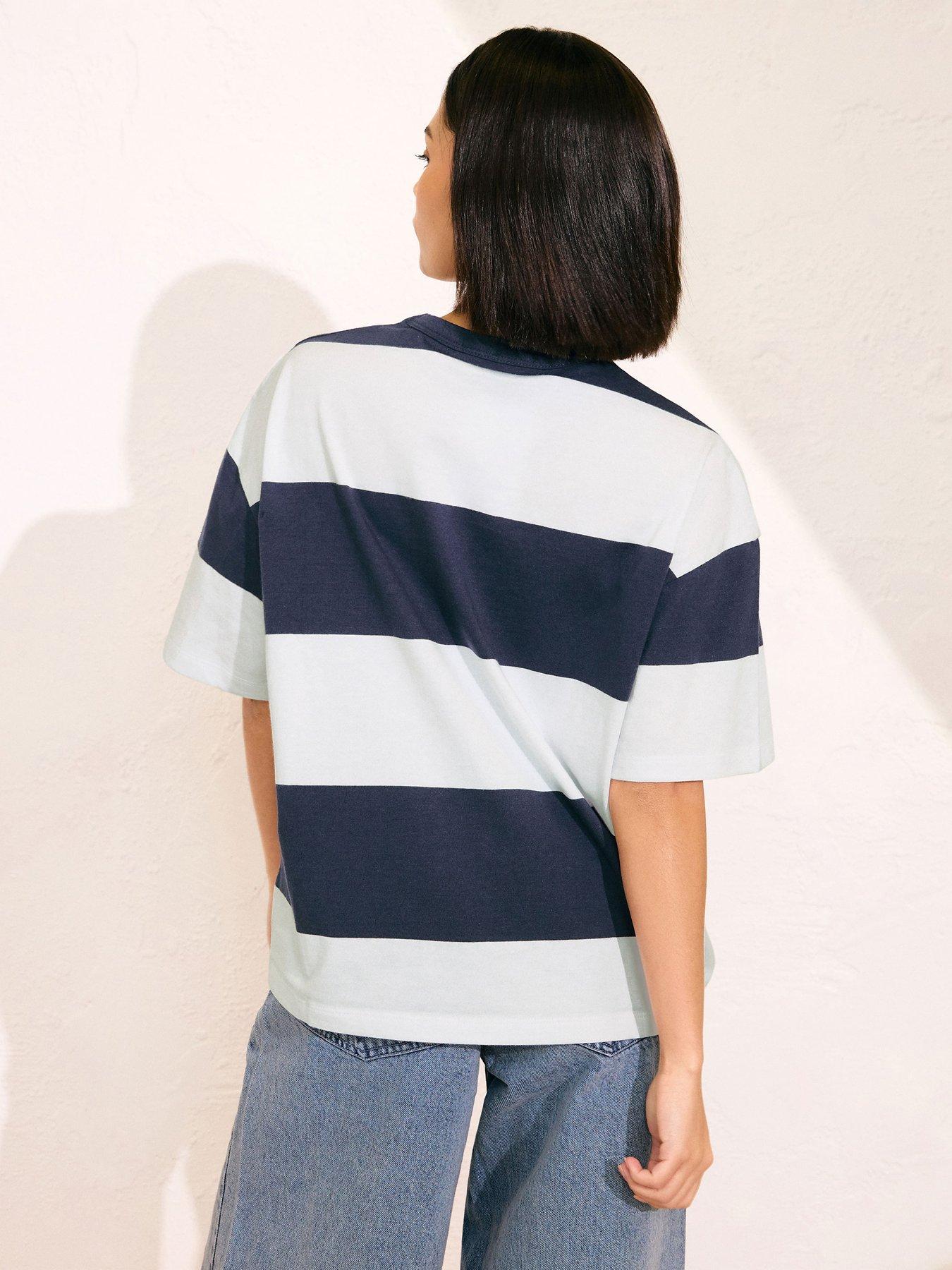 stillFront image of pixiegirl-petite-stripe-boxy-t-shirt-blue