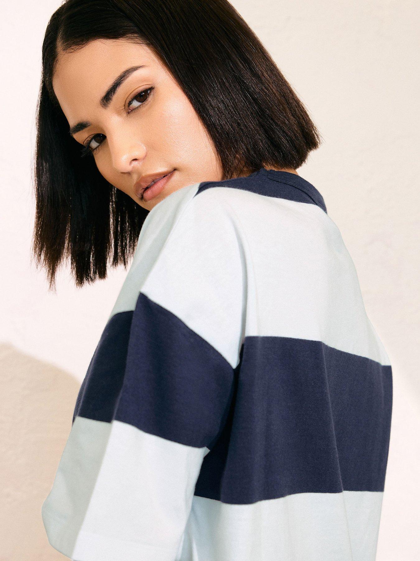  image of pixiegirl-petite-stripe-boxy-t-shirt-blue