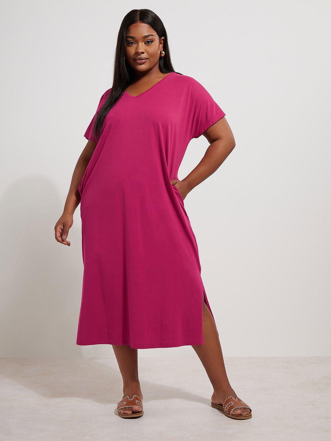  image of yours-curve-grown-on-basic-dress-pink