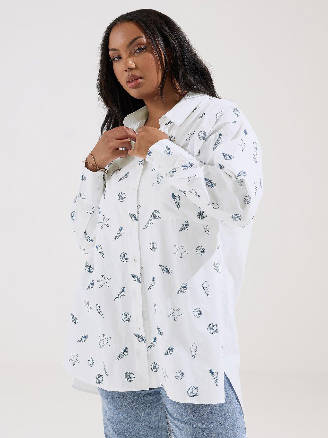 undefined Curve Long Sleeve Embroidered Shirt