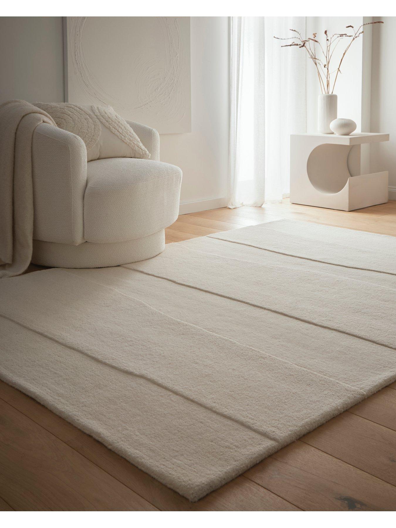 Image 1 of 5 of Very Home Sculpted Wool Rock Rug - Cream