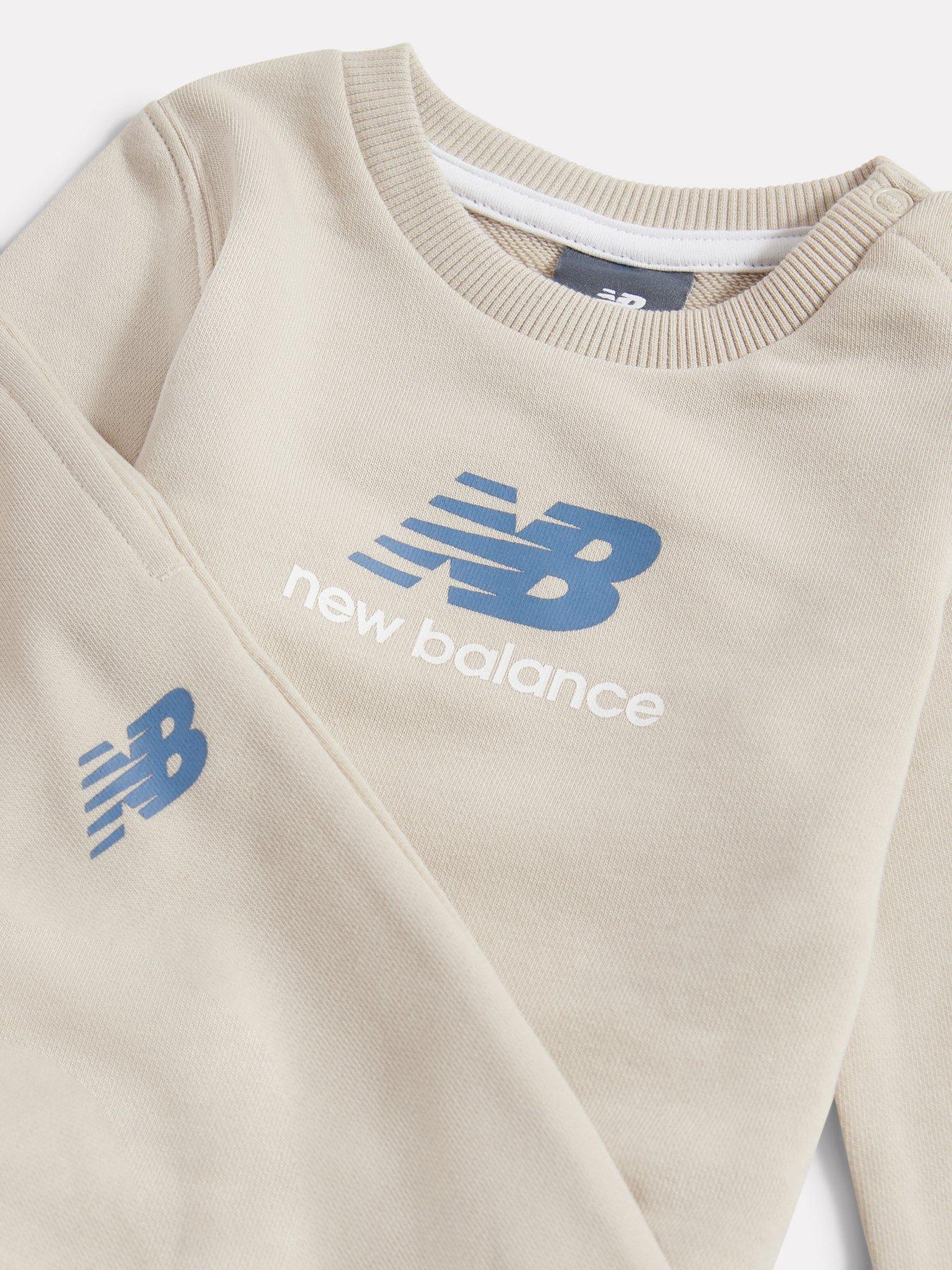  image of new-balance-kids-unisex-french-terry-crew-amp-jogger-set-beige
