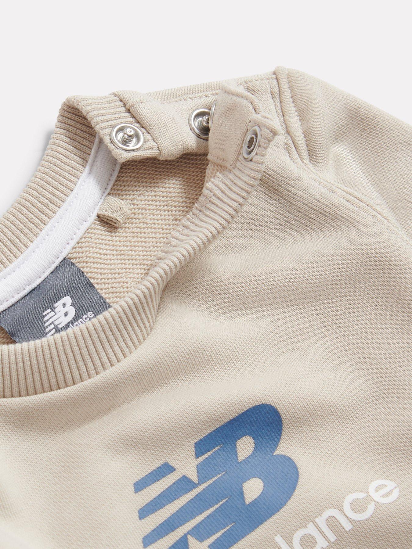  image of new-balance-kids-unisex-french-terry-crew-amp-jogger-set-beige