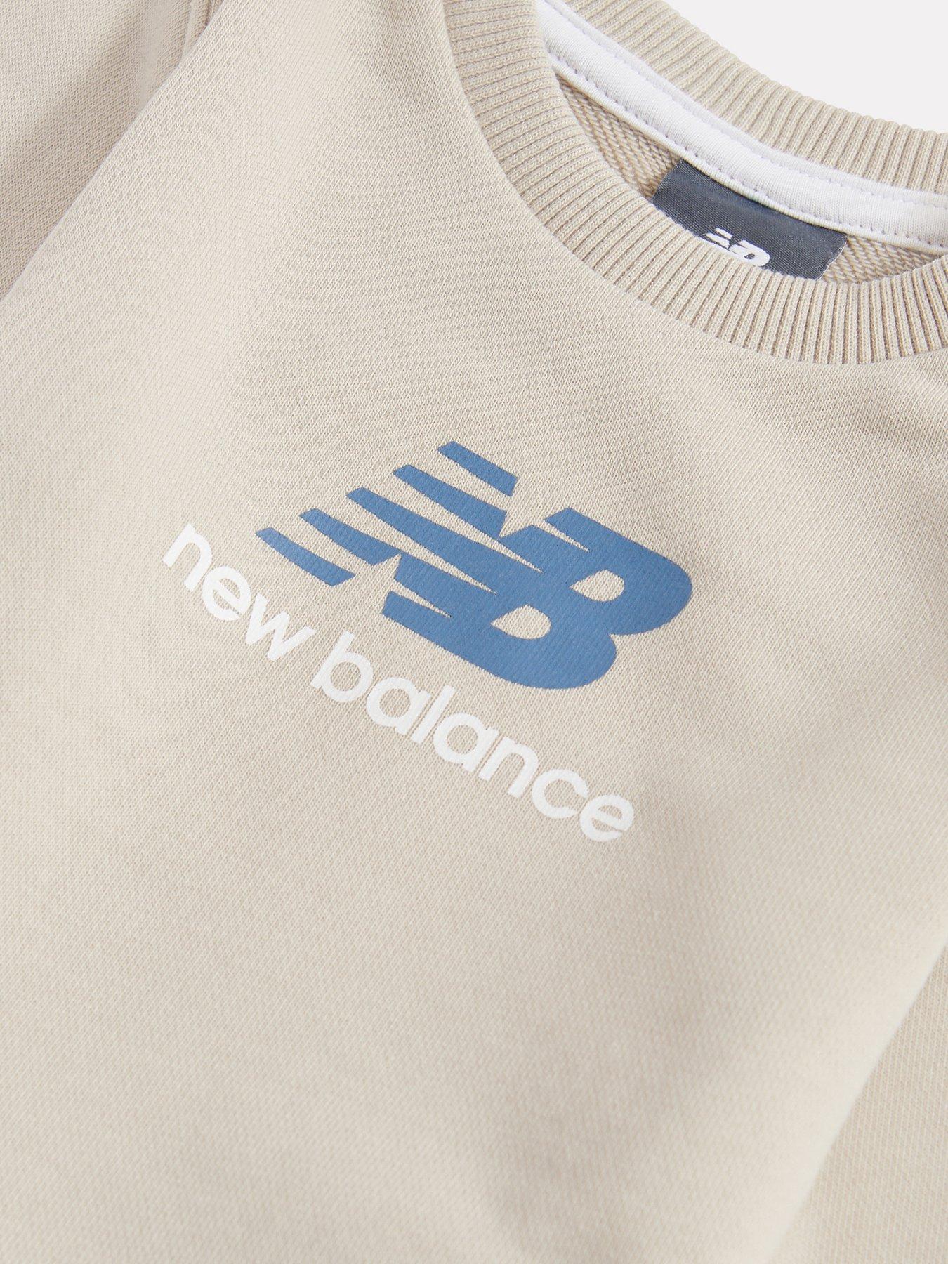  image of new-balance-kids-unisex-french-terry-crew-amp-jogger-set-beige