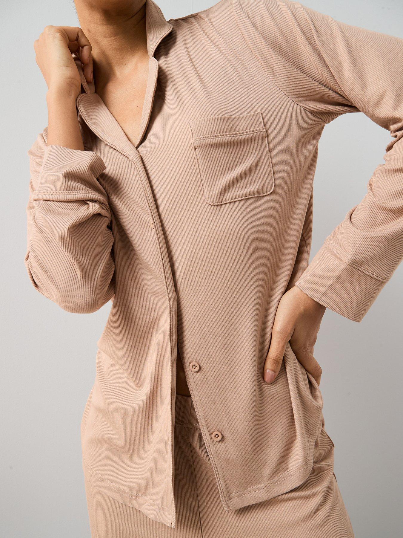 Image 4 of 5 of The Very Collection Rib Soft Touch Revere Pj Set - Brown