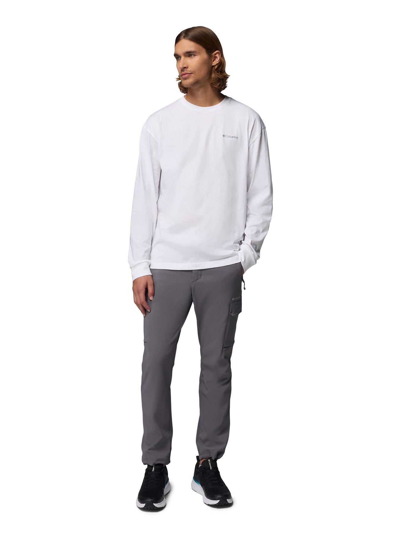  image of columbia-mens-black-butte-long-sleeve-graphic-tee-white